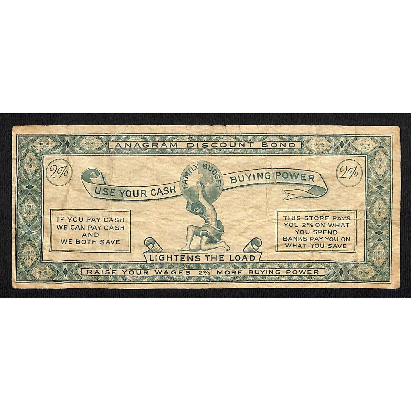 c1934 C.L. Carr Co. $1.00 "Anagram Discount Bond" 2% Certificate