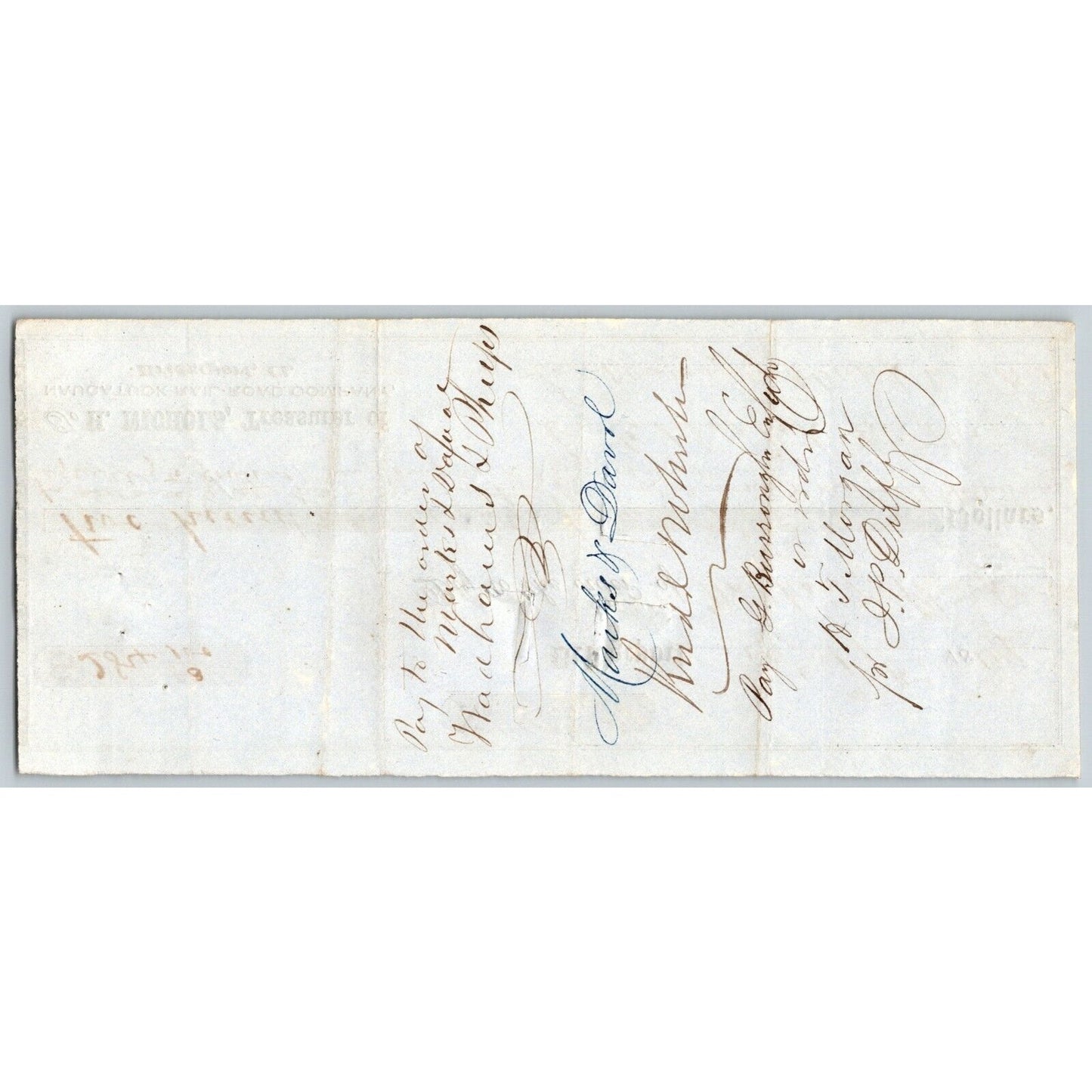 Naugatuck Railroad Co. Bridgeport Connecticut 1849 Check Wadhams + ??