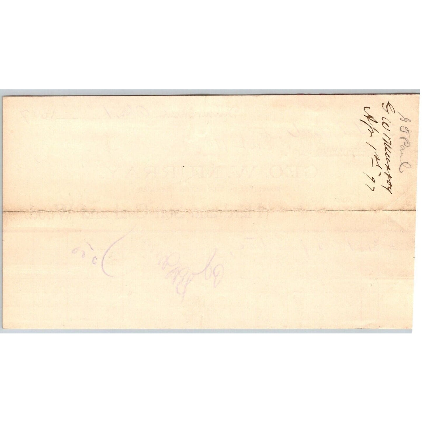 Dillon, MT Geo. W. Murray Hard Soft Coal Wood 1897 Billhead G.T. Paul*