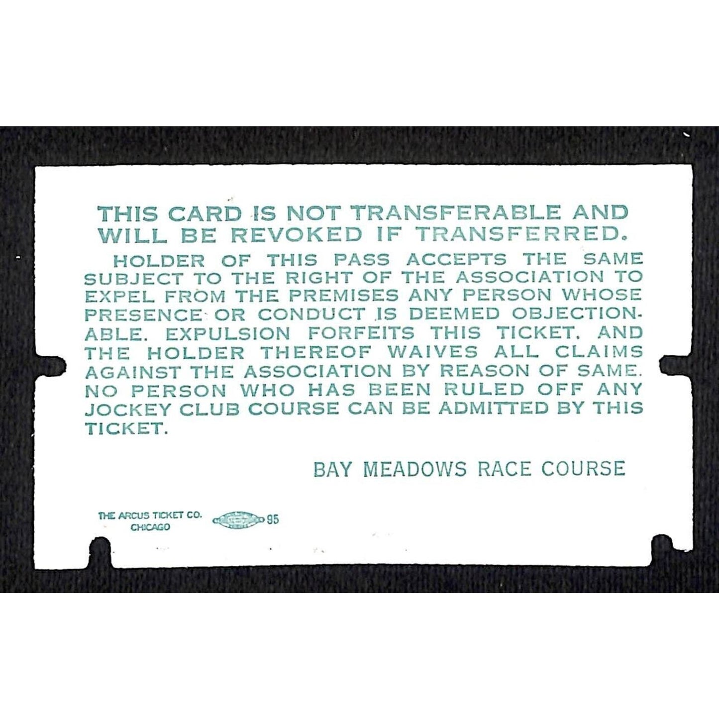 1980 San Mateo County Fair Racing Bay Meadows Grandstand Guest Pass 174 G VGC