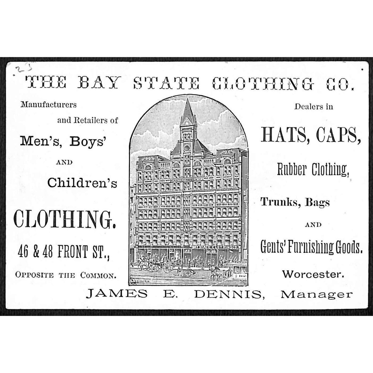 Bay State Clothing Co. Worcester, MA Victorian Trade Card Girl w/ Dog Geese