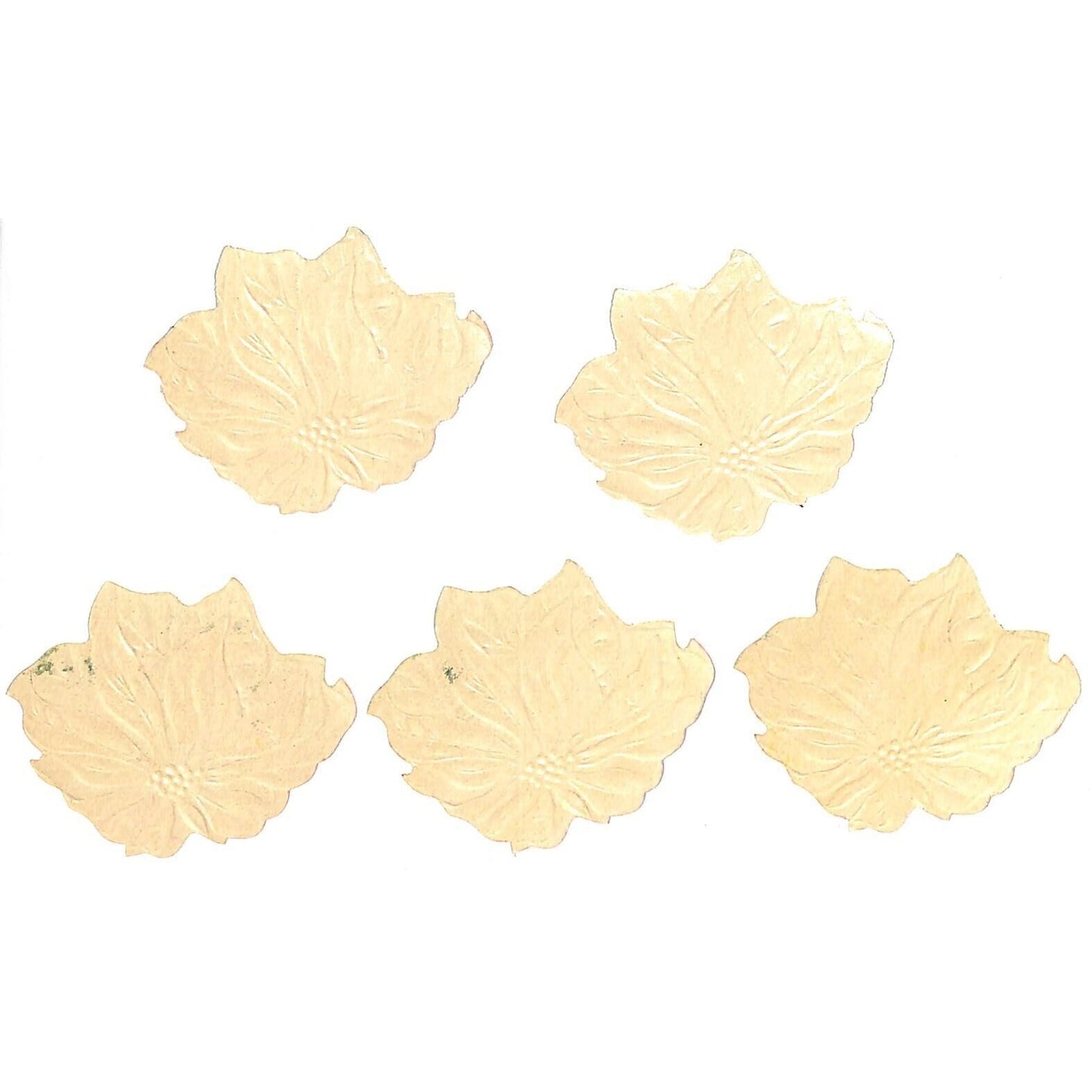 Group of 5 Small c1940's Holiday Poinsettia Gummed Stamps Embossed NOS VGC