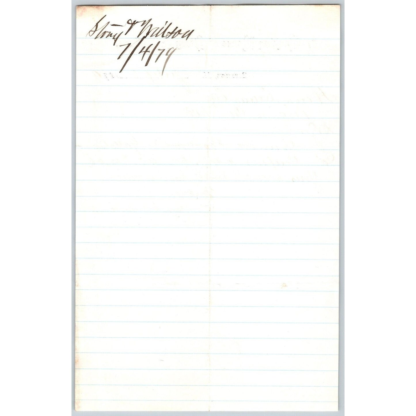 Banking House of Story & Nelson Bozeman, MT 7/2 1879 Letterhead - Henry Elling*