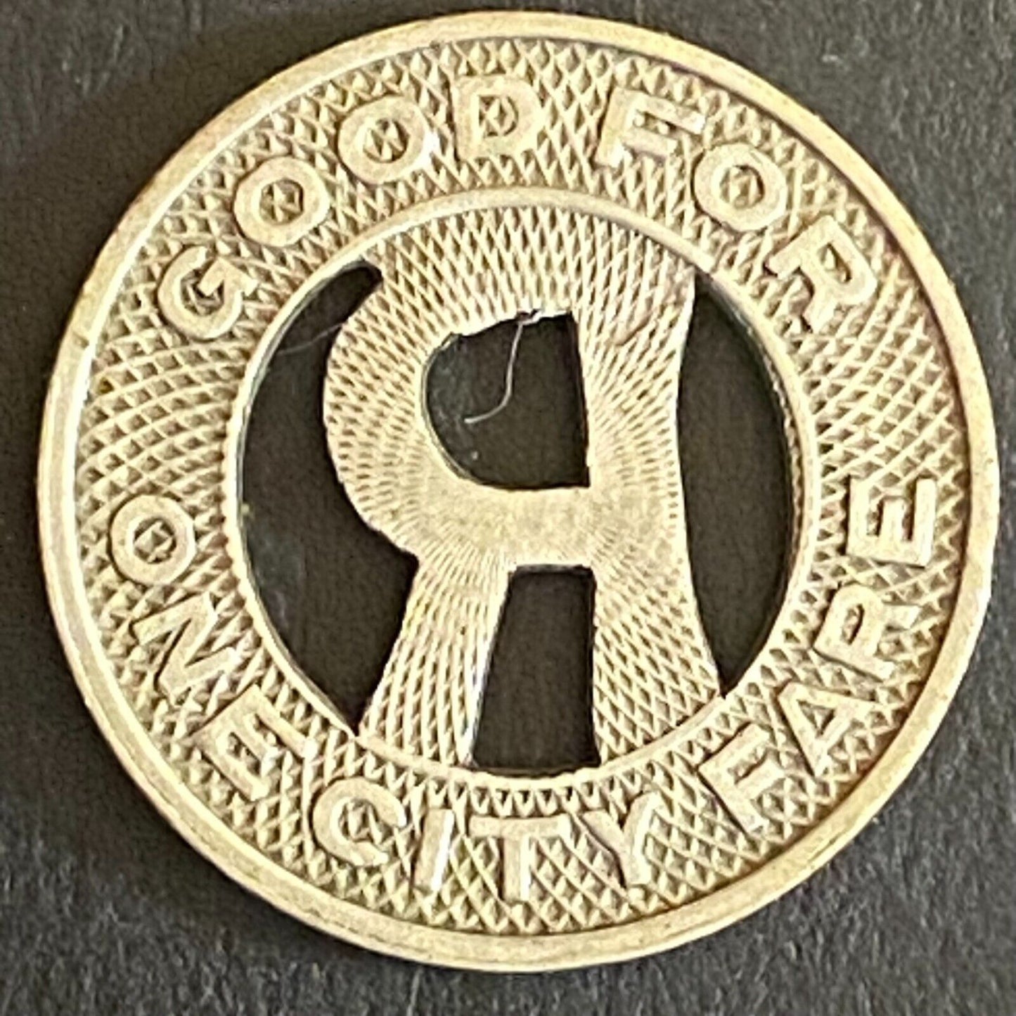 C.I.E. and G. Co. Rockford, IL G/F One City Fare Token 16mm - VGC