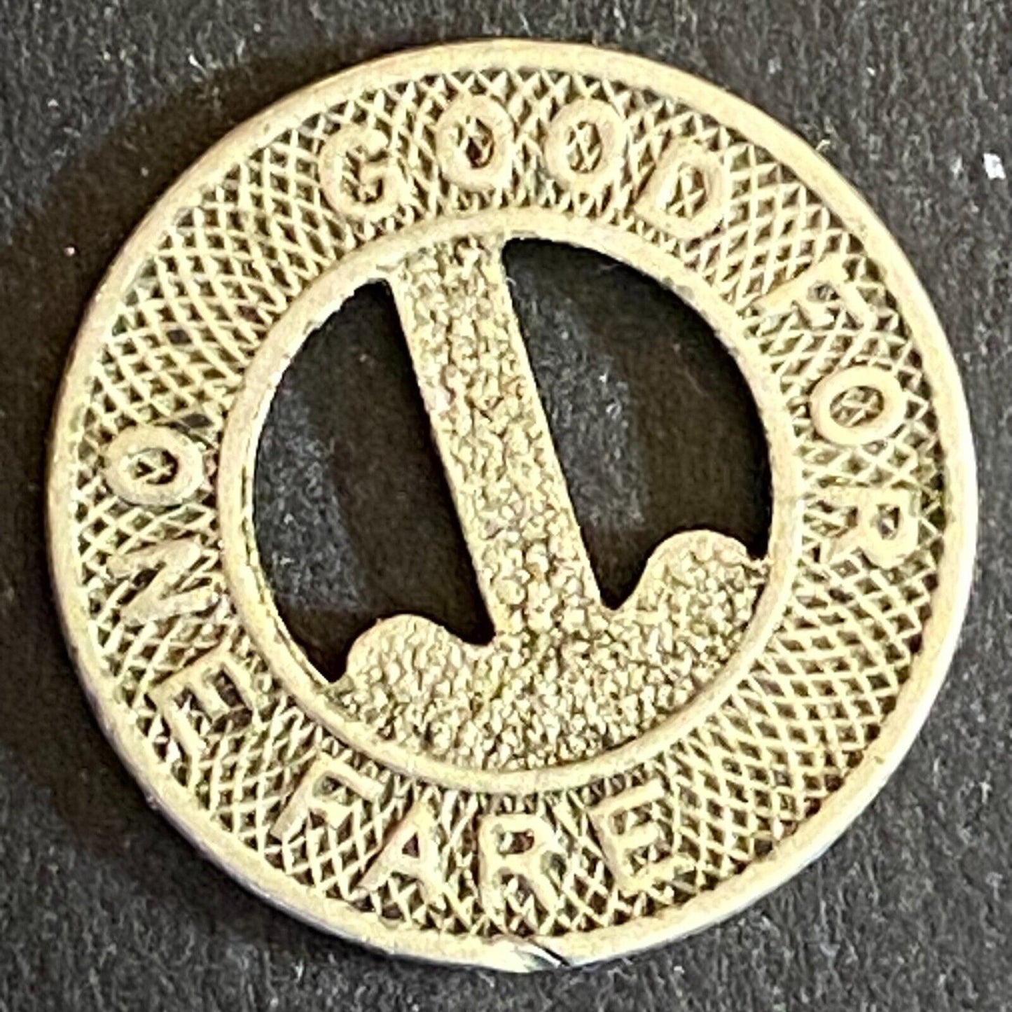 Detroit & Canada Tunnel Co. G/F One Fare Token 16mm (#2)