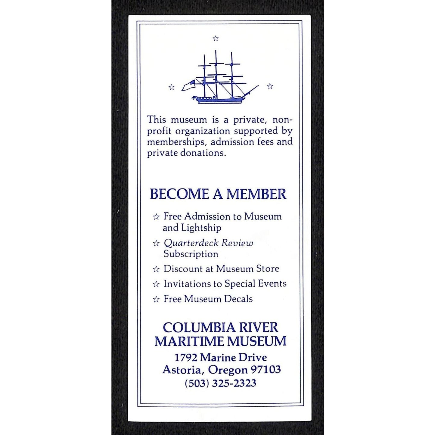 1995 Columbia River Maritime Museum Astoria, OR Boarding Pass VGC