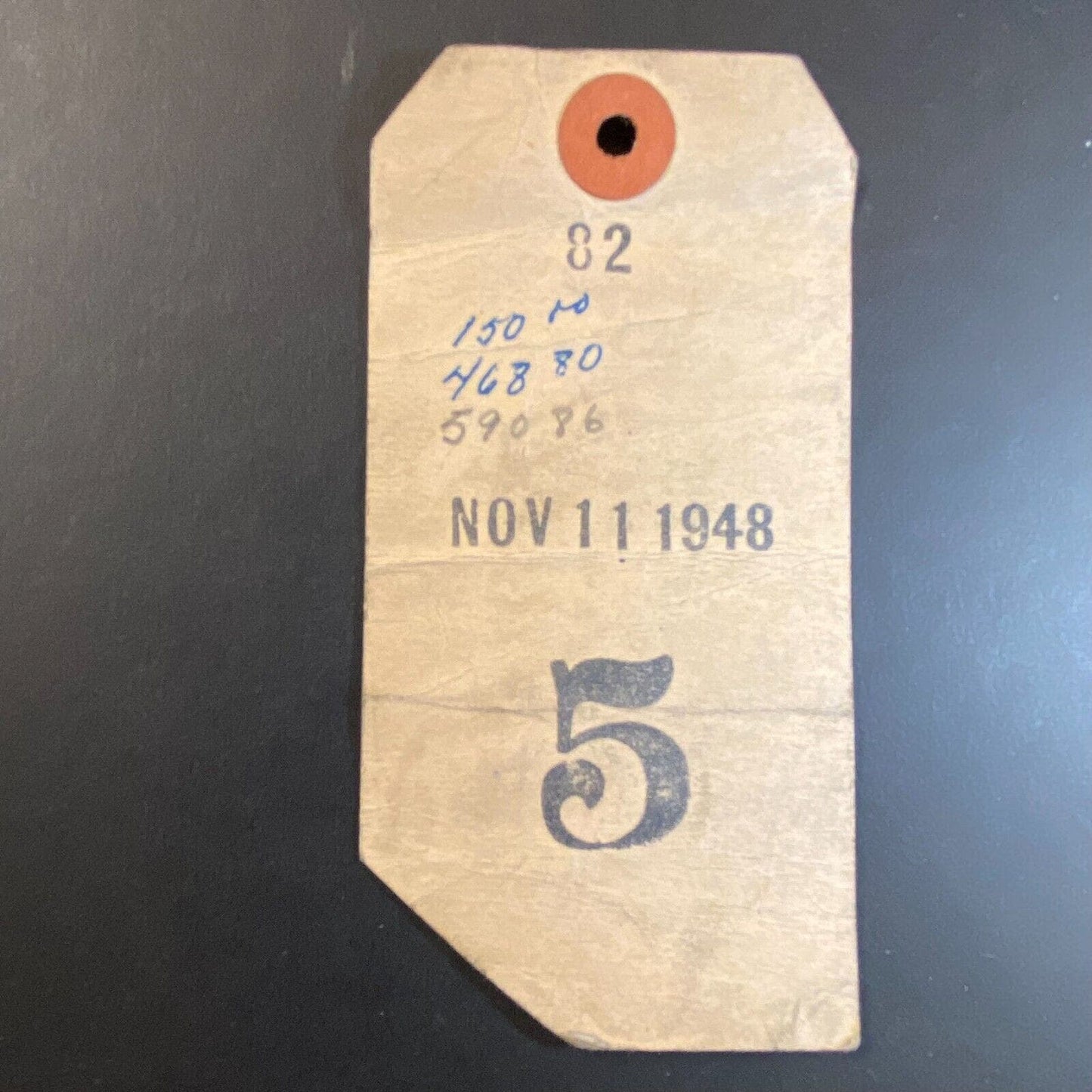 November 11, 1948 Auto Racing Related Pit Pass? #5 - Well Worn