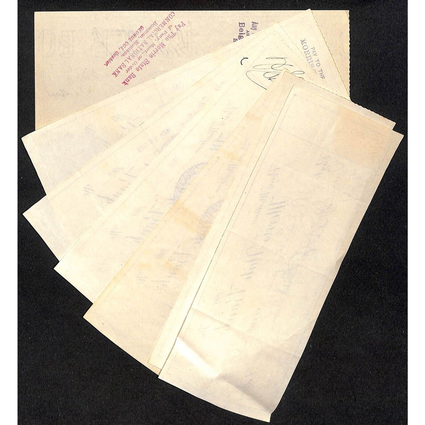 Morris State Bank Pony, MT Bank Checks Group of 7 (3 1910) (4 1912) VGC