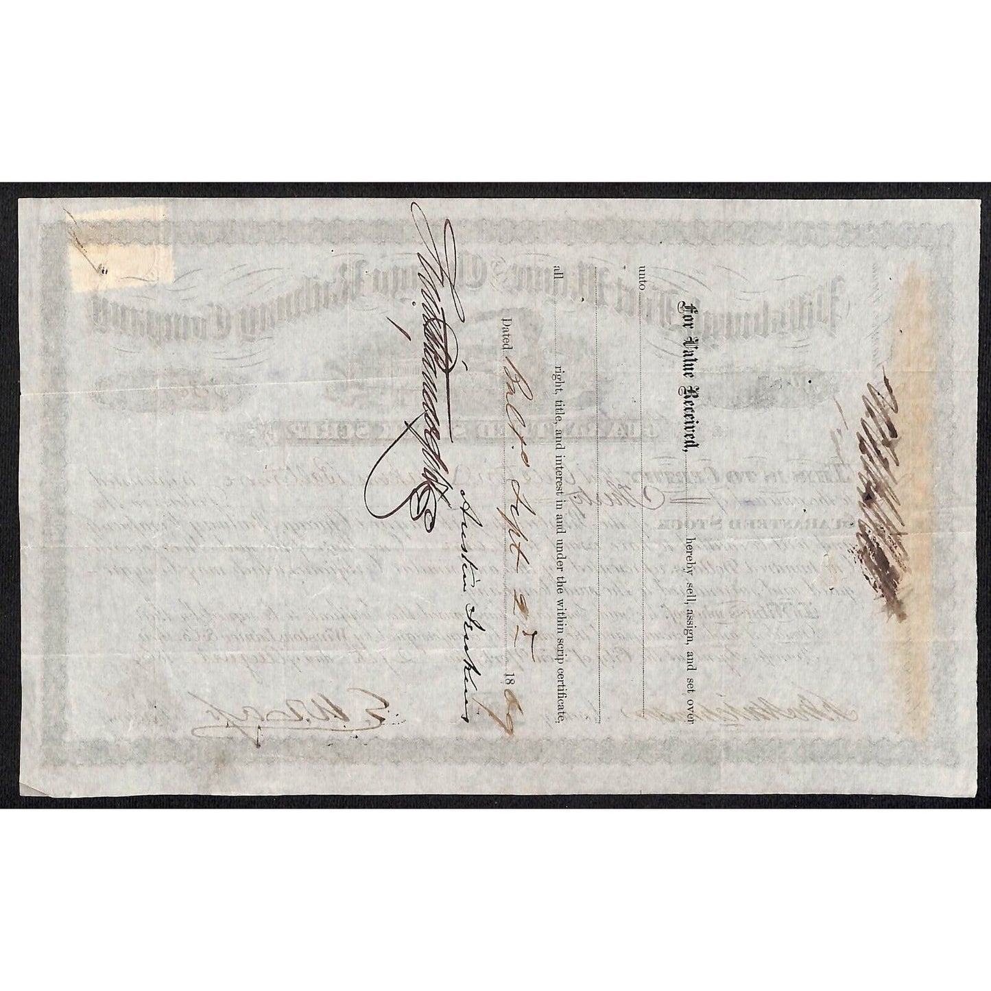 Pittsburgh, Fort Wayne and Chicago Railway 1869 Stock Certificate #87