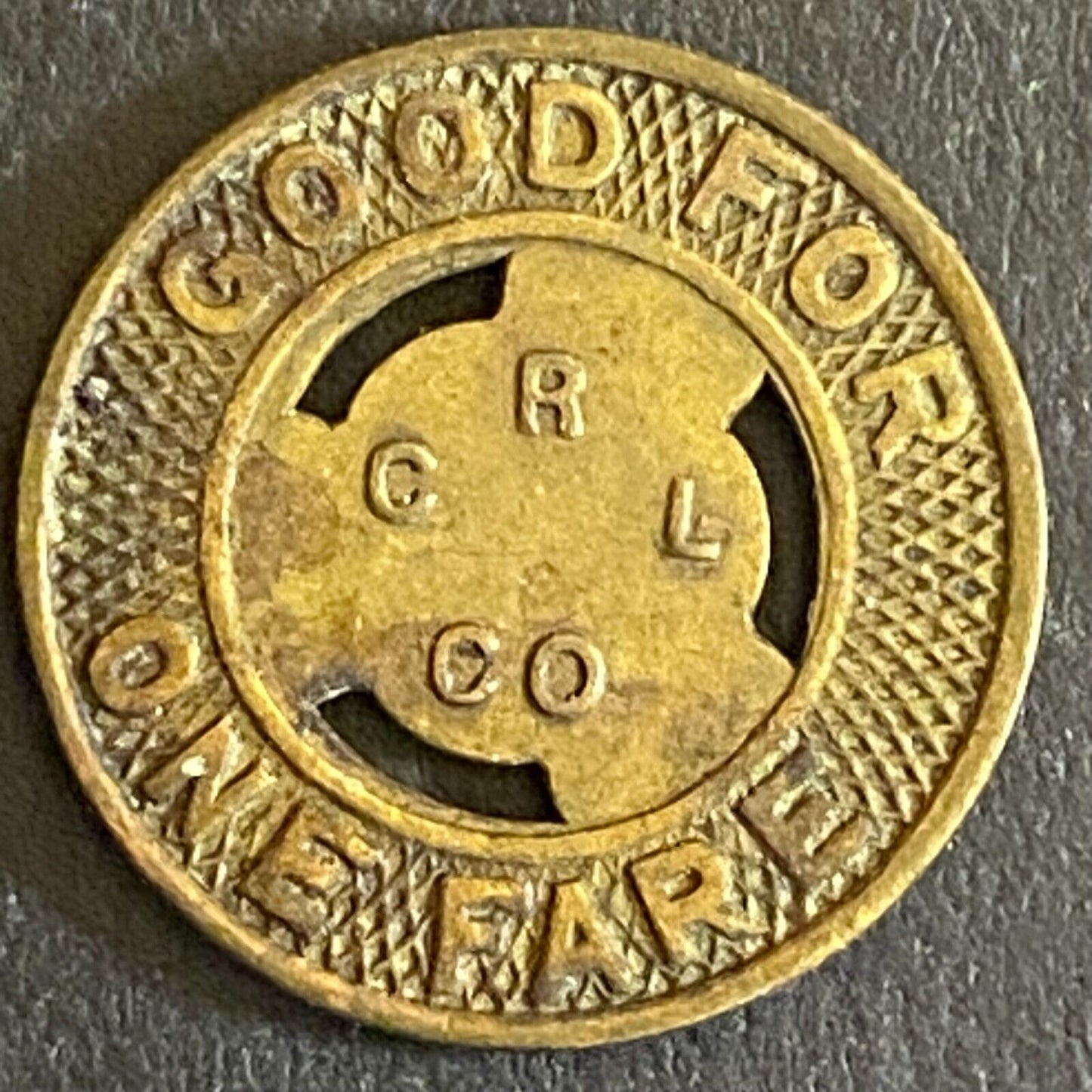 C.R. & L. Lines (New Britain, CT) G/F One Fare Transit Token 16mm (#3)