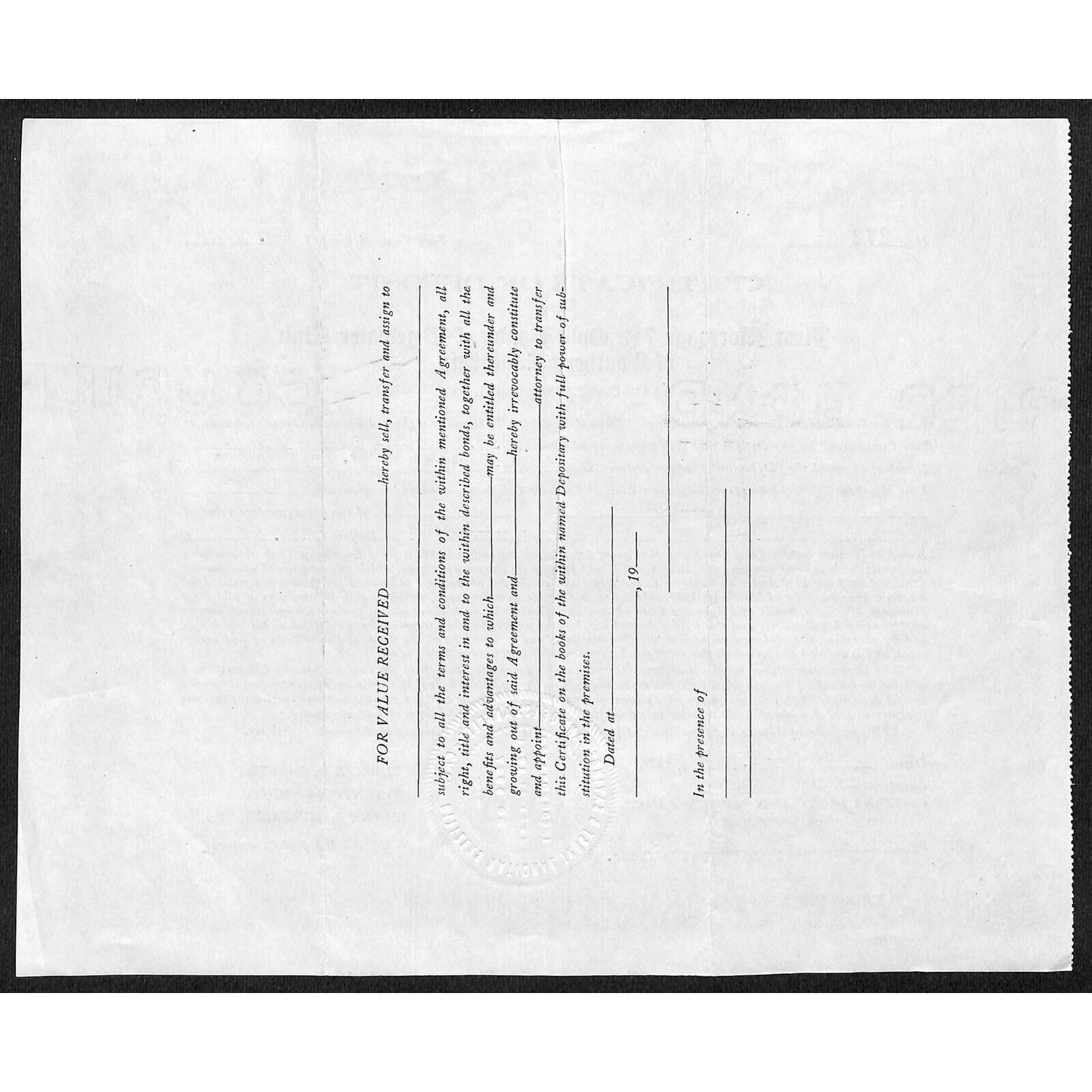 Edgewater Club of Southern California 1925 Certificate of Deposit E.T. Welch