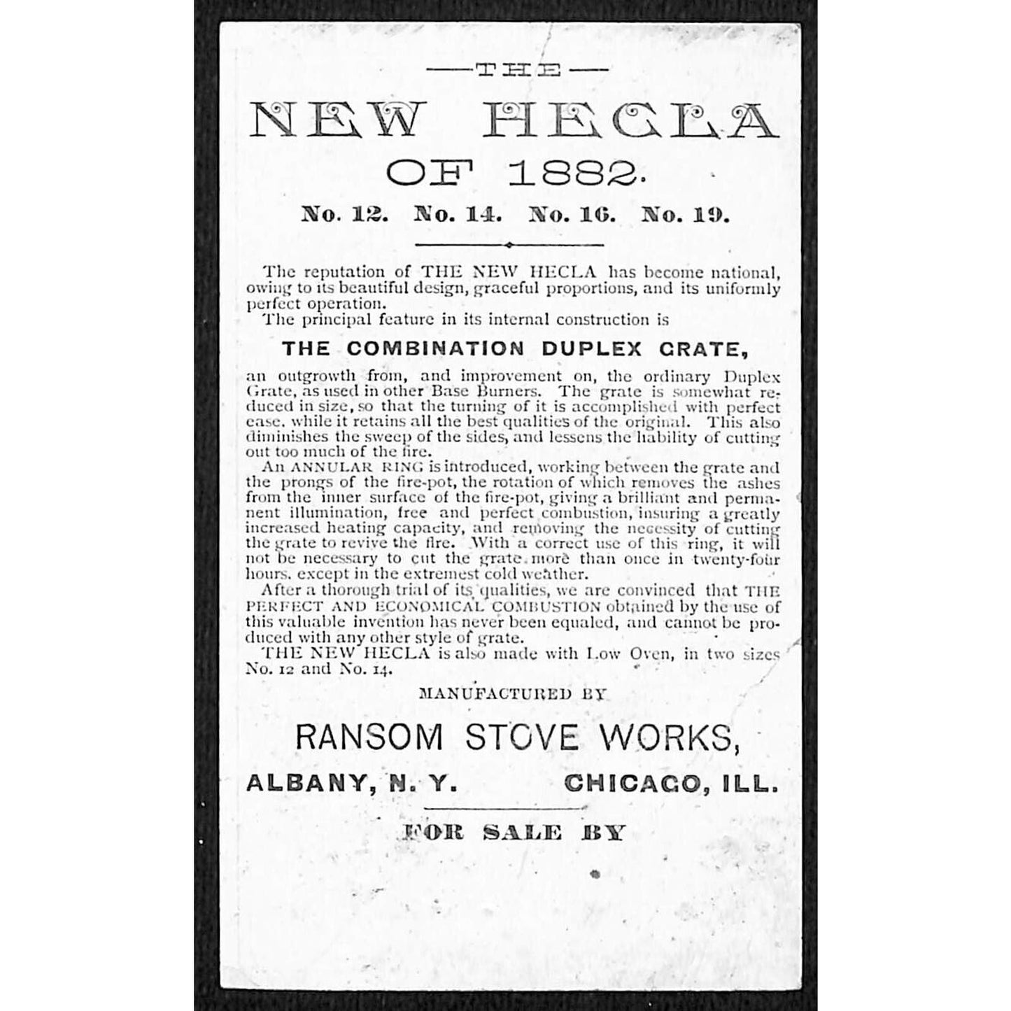 Hecla Hard Coal Heaters Victorian Trade Card Angry Girl Pushes? Man in River