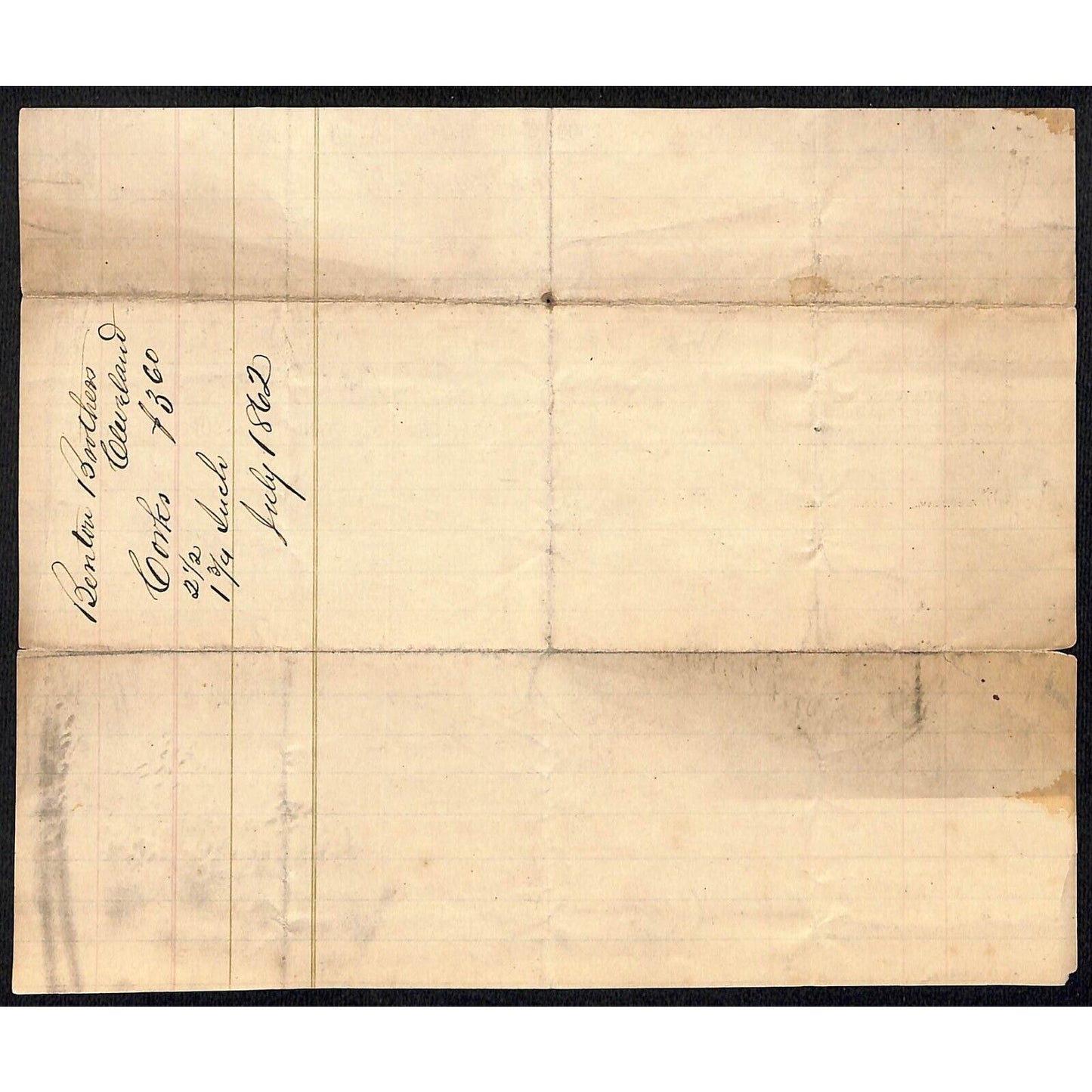 Benton Brothers Druggists Lubricating Oils Cleveland 1862 Billhead Scarce