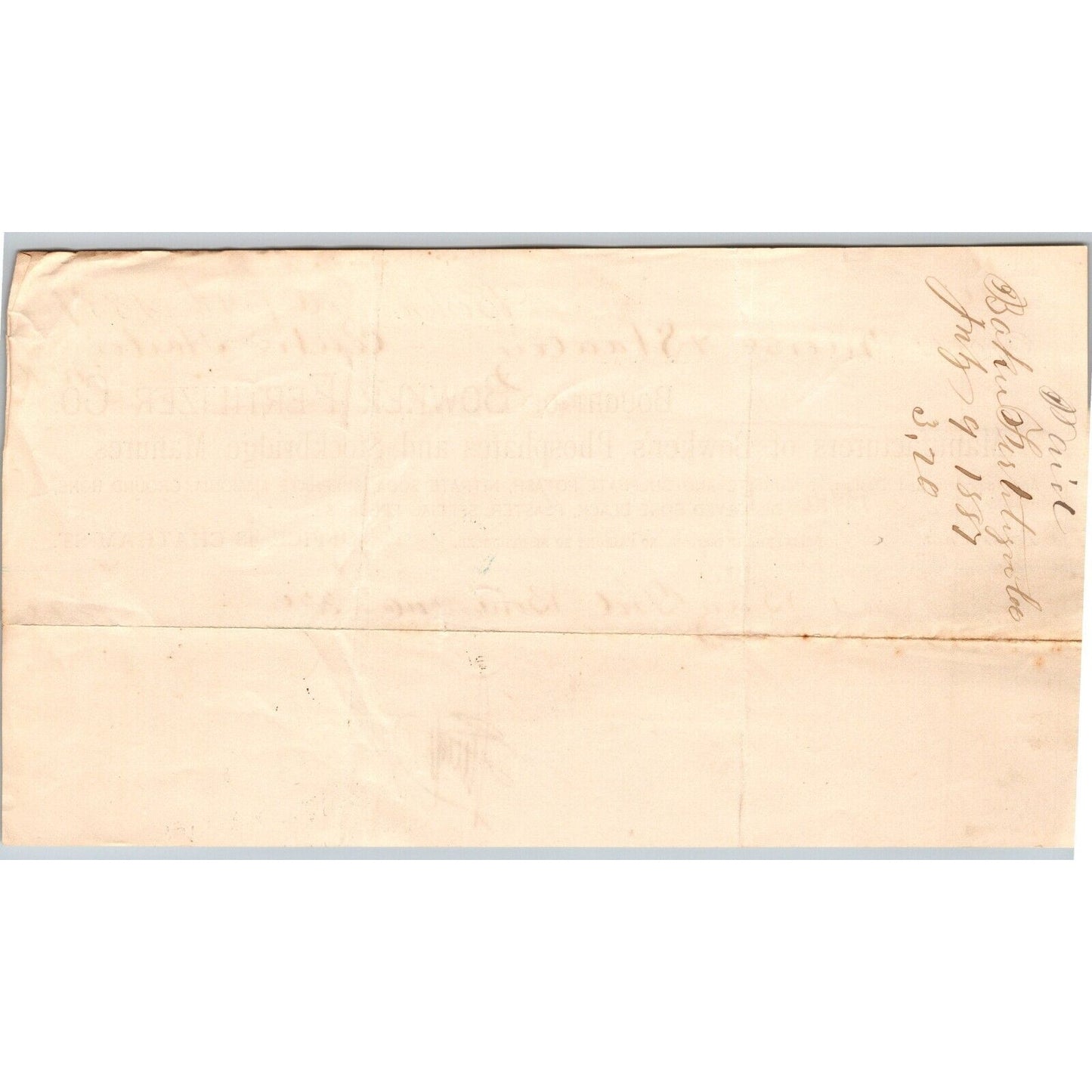 Bowker Fertilizer Phosphates Manures Boston, MA 1887 Billhead Scarce VGC