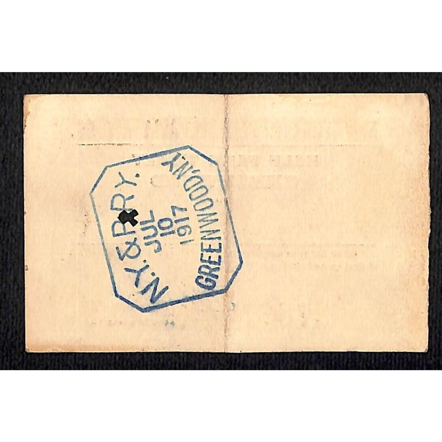 New York & Pennsylvania Ry 1917 "Large" Half Fare Ticket Greenwood #2787