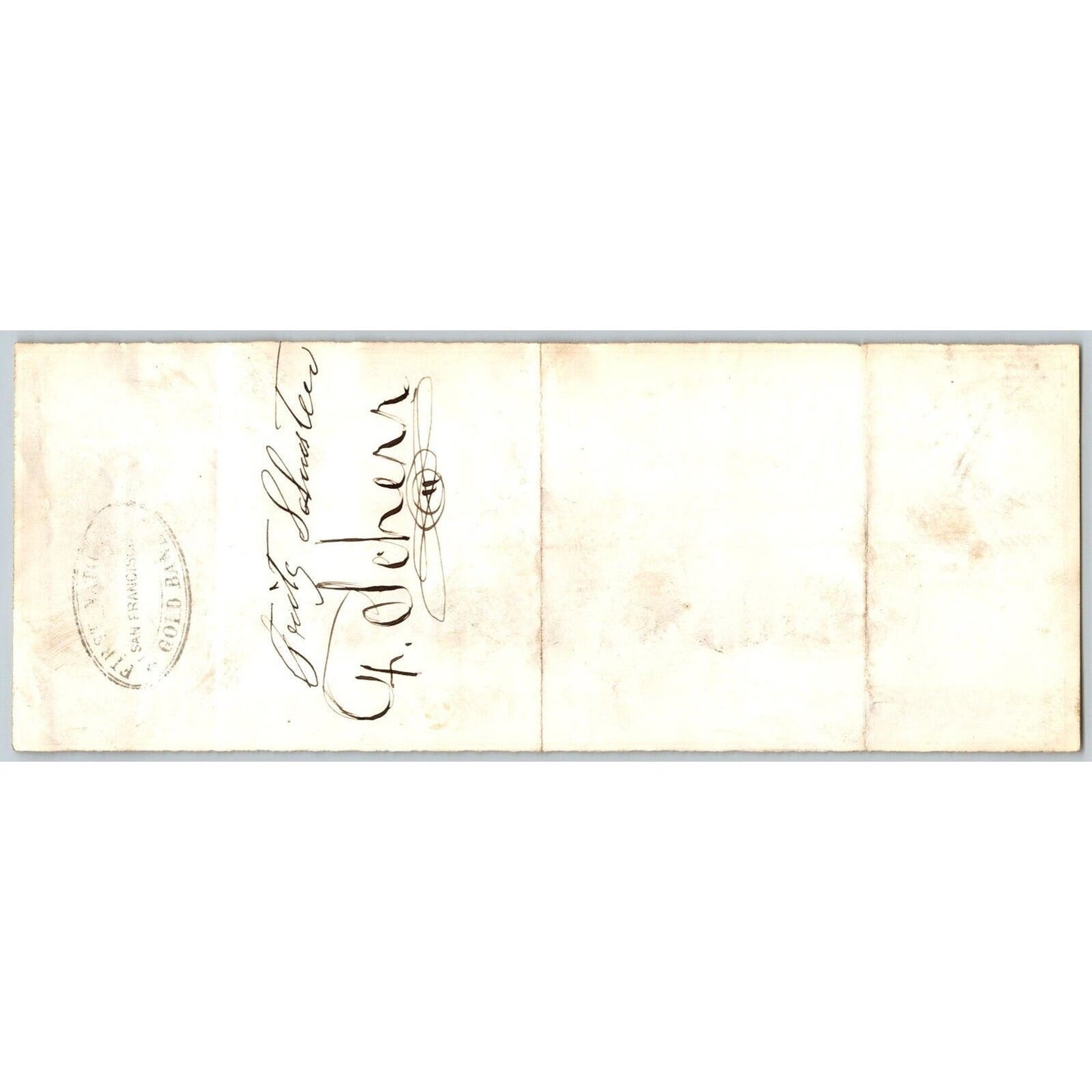 Bank of La Porte Check Fred Schuster 1876 Mining Vignette Rev Stamp #234