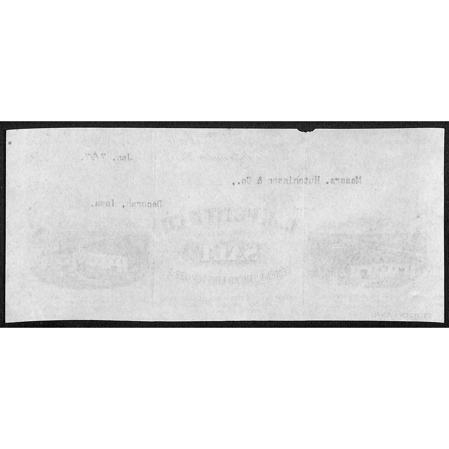 L.J. Petit & Co. Salt Milwaukee H.J. Hutchinson* Decorah Cut 1897 Billhead