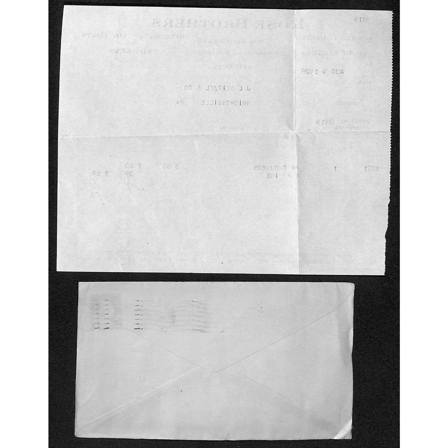 Rose Brothers (Clothes) Broadway NYC 1926 Billhead + Cover (#4)