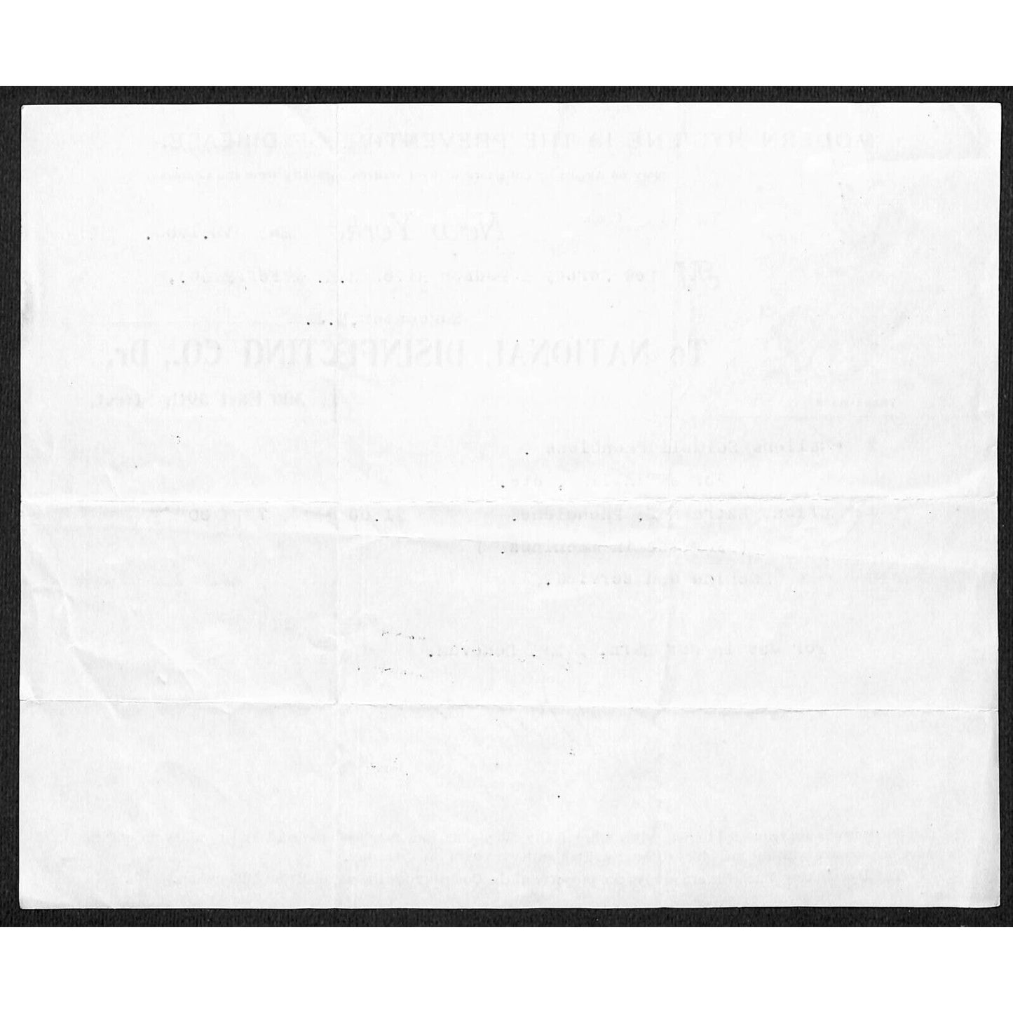 National Disinfection Co. NYC 1905 Billhead to: NJ & Hudson River RR & Ferry Co.