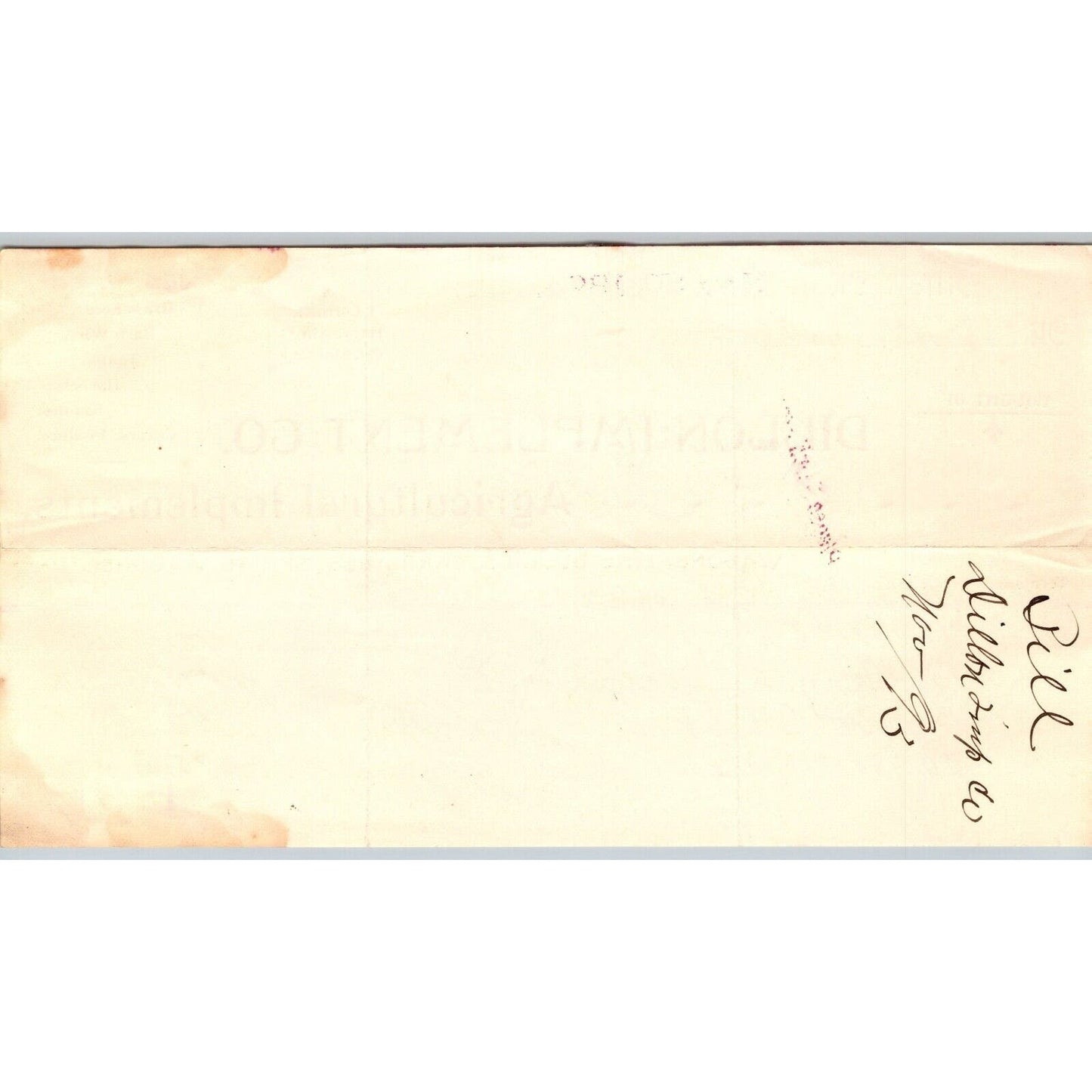 Dillon, MT Dillon Implements Co. Fine Buggies 1893 Billhead R.C. Halliday*