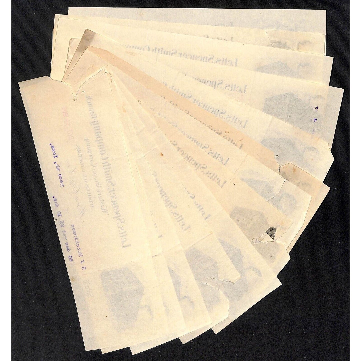 Letts, Spencer, Smith Co. Mason City IA Hutchinson* 13 pcs 1903 Cut Billheads