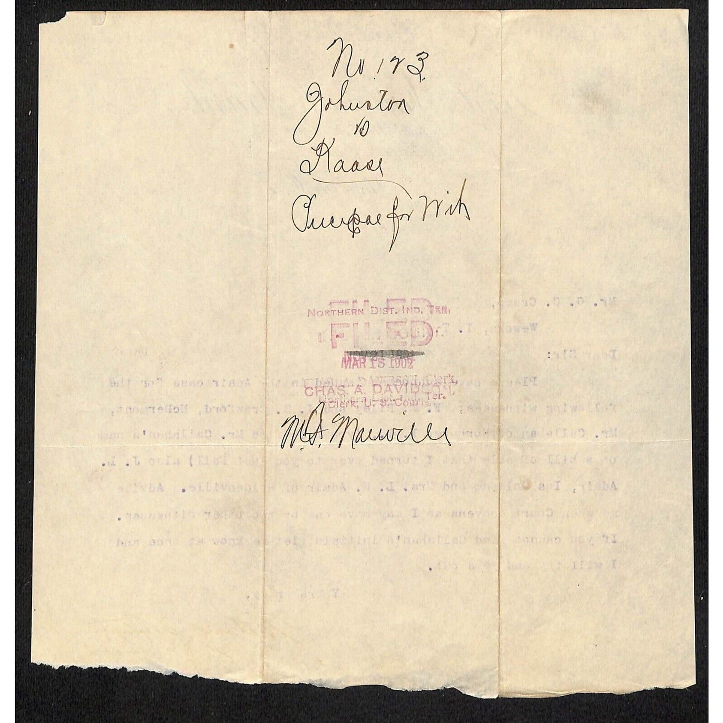 1902 First National Bank Shawnee OK Indian Territory Letterhead re: Subpoenas