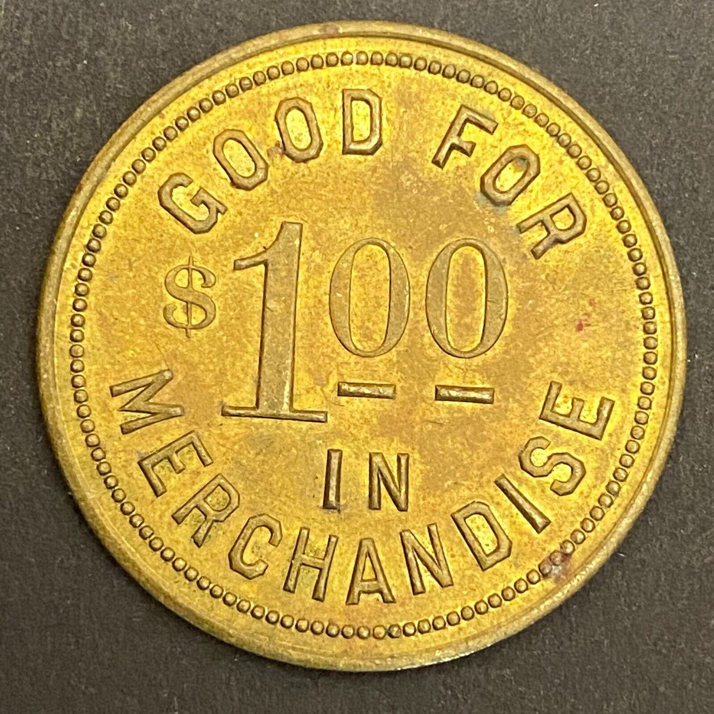 Charles Stratig Candy Store Duluth Hibbing c1921-30's G/F $1.00 Token 31mm (#1)