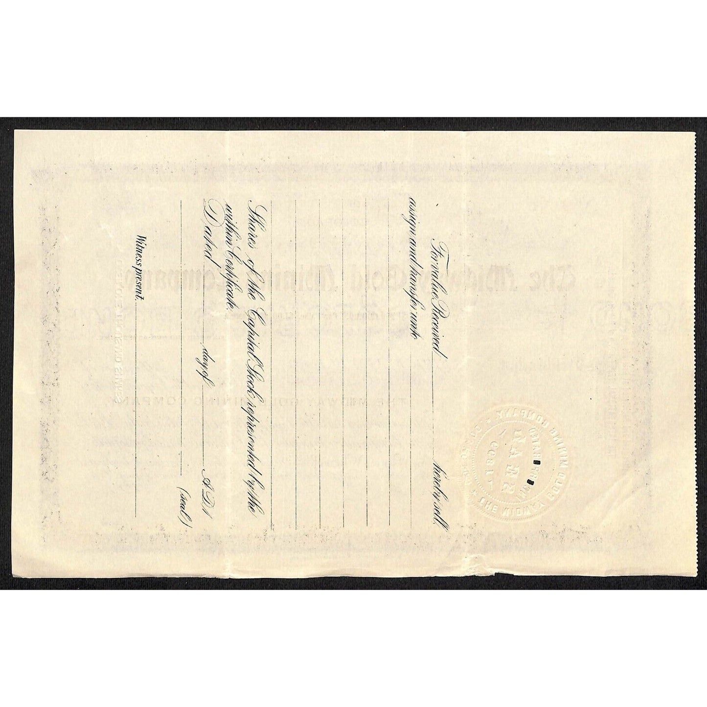 Midway Gold Mining Co. 1905 Stock Certificate w/ Warren Woods Sig. #2355