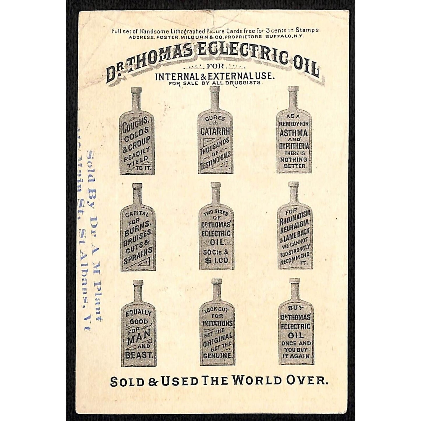 Dr. Thomas Eclectric Oil Victorian Trade Card Cats Play Around a Globe