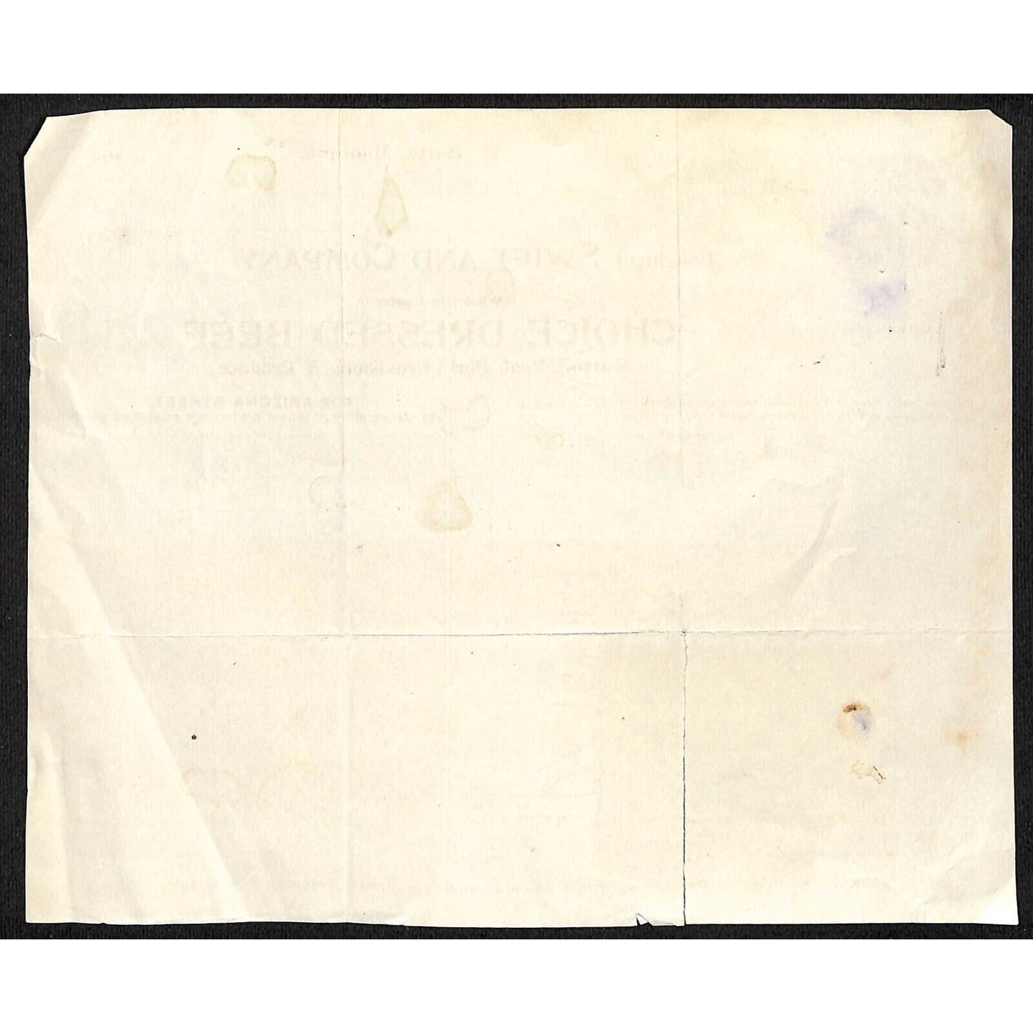 Butte, MT Swift & Company Choice Dressed Beef 1913 Billhead S.R. Buford*