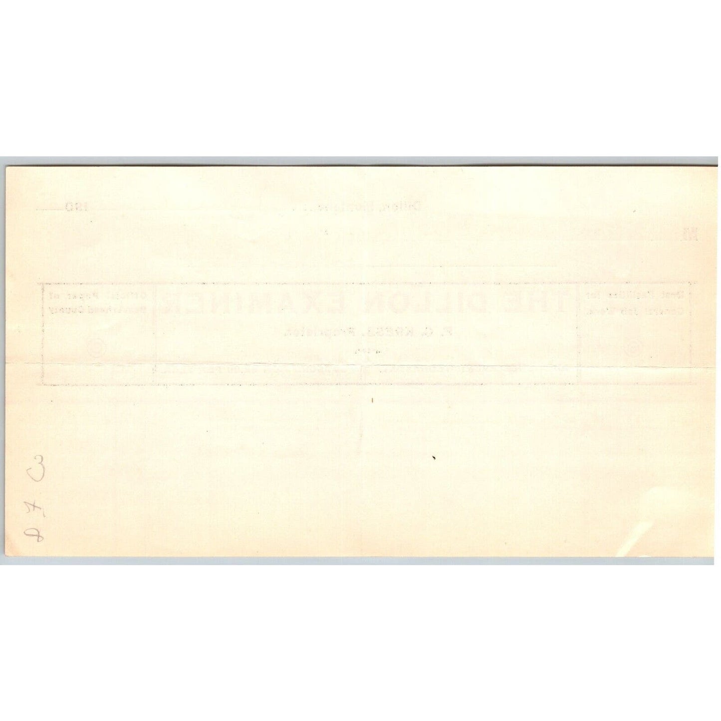 Dillon, MT The Dillon Examiner F.C. Kress Newspaper 1905 Billhead
