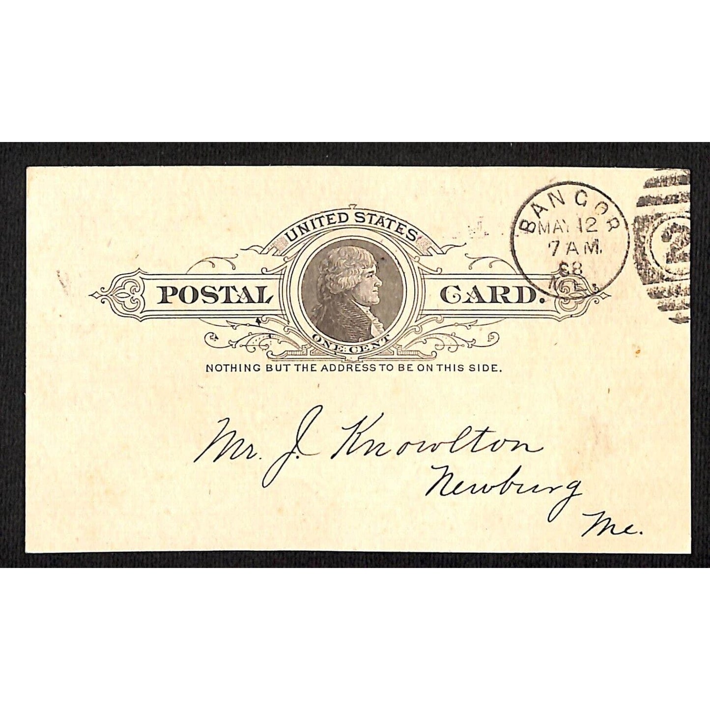 Bangor, ME American Express 1888 Money Receipt Notice Postcard Postal Card
