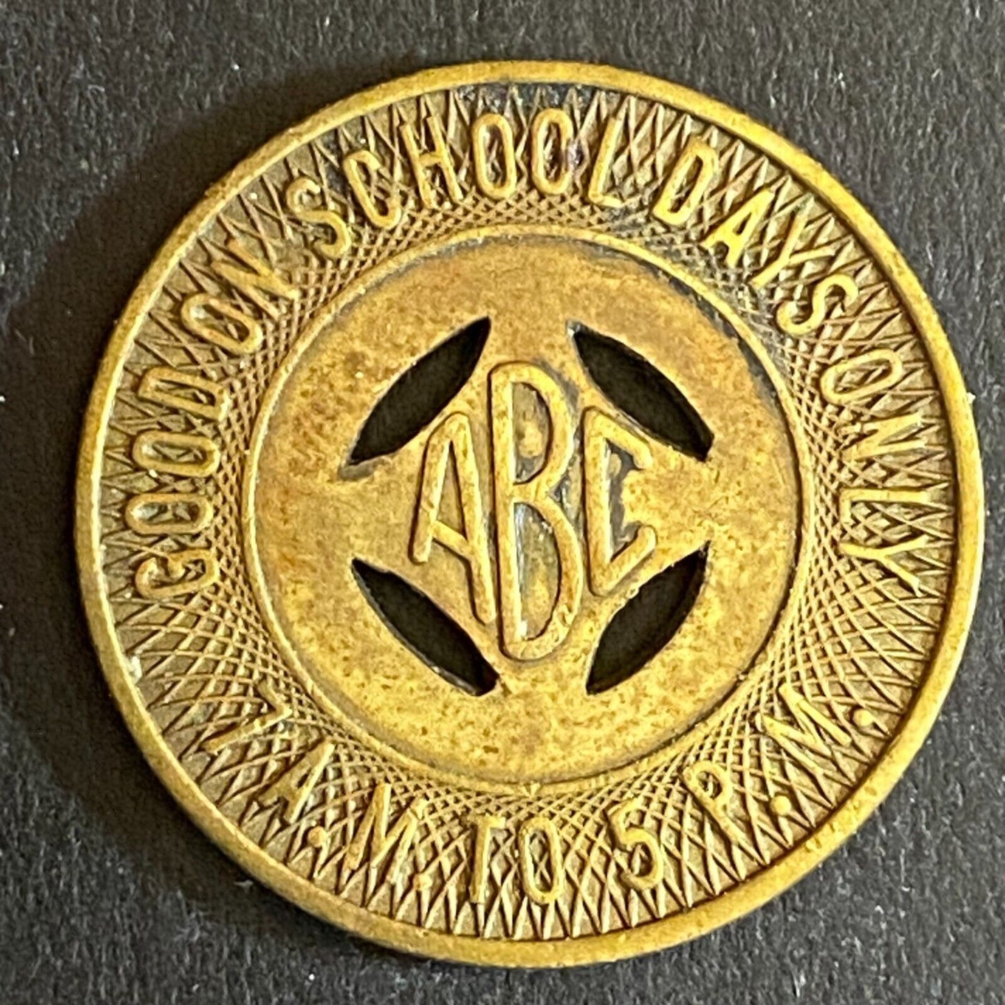 Albuquerque Bus Co. "Good on School Days Only" Transit Token - 23mm (#6)