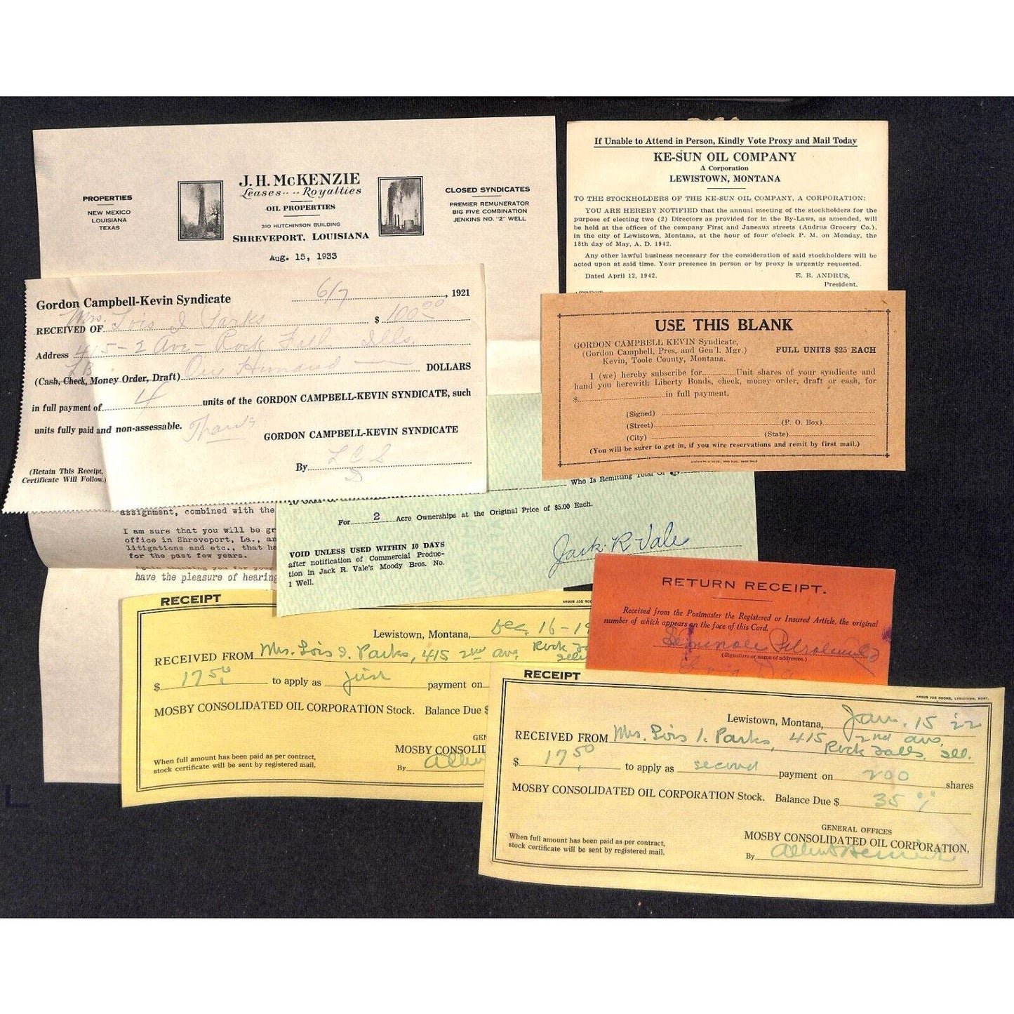 Group of 18 1918-1930's Mostly Oil Related Leases Correspondence & Ephemera