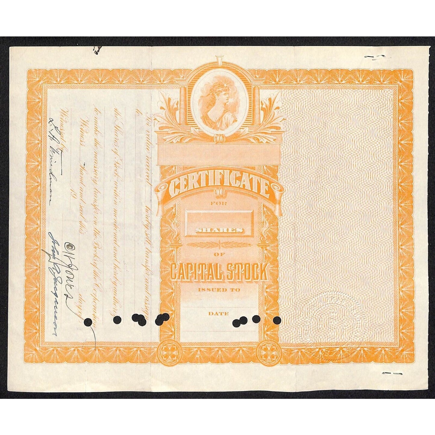 First National Bank of Lovelock, NV 1926 Stock Certificate to C.H. Gones