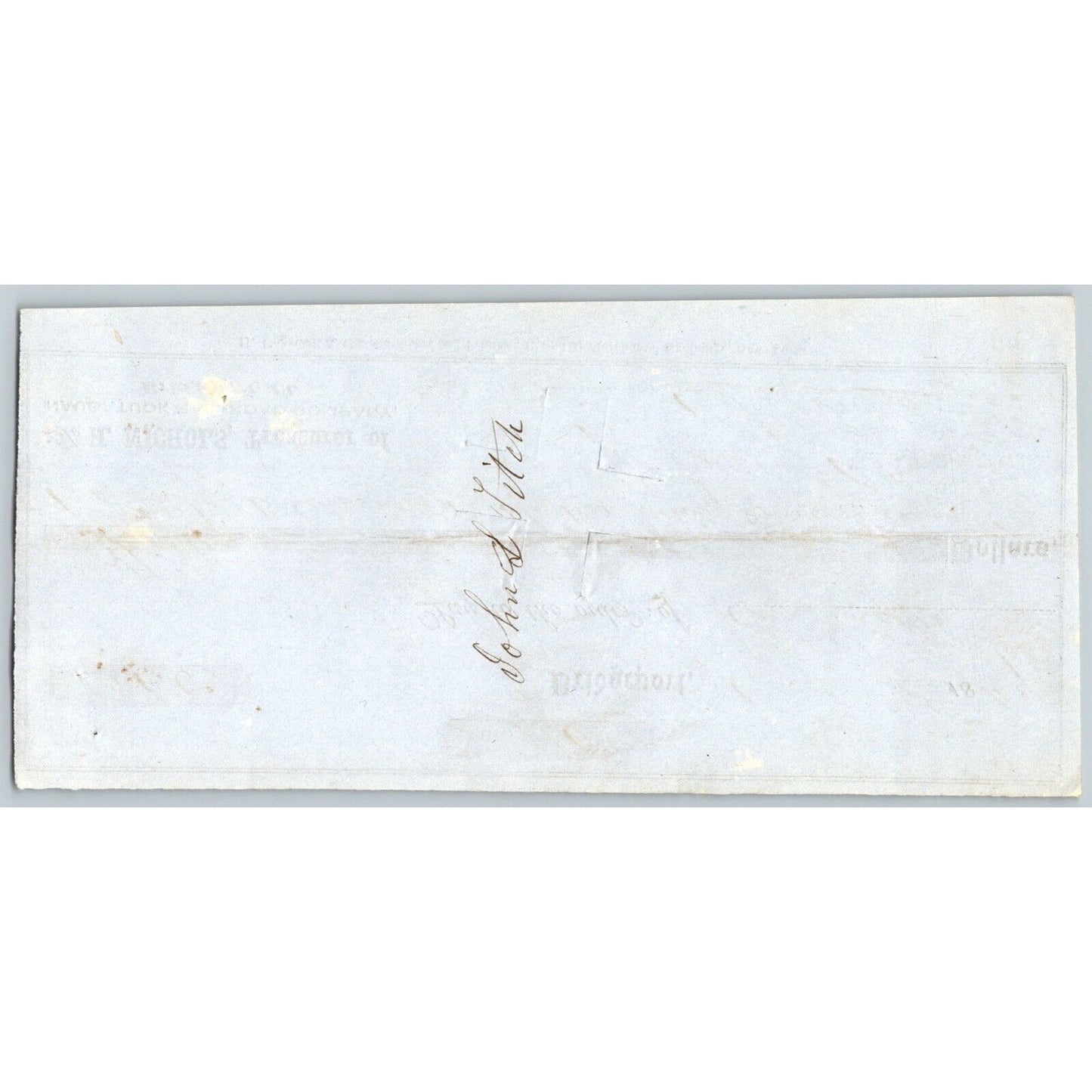 Naugatuck Railroad Co. Bridgeport Connecticut 1849 Check #110 John L Fitch