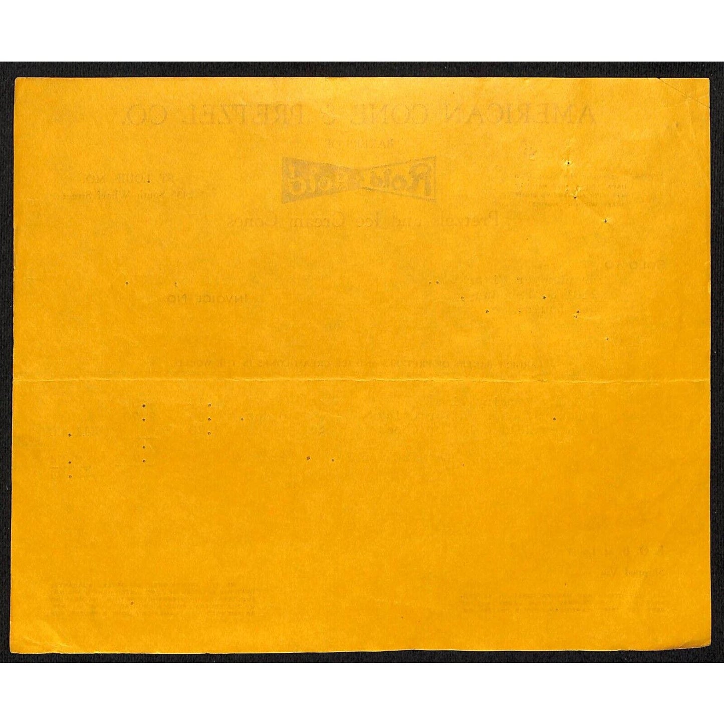 St. Louis, MO American Cone & Pretzel Rold Gold 4/15 1935 Billhead
