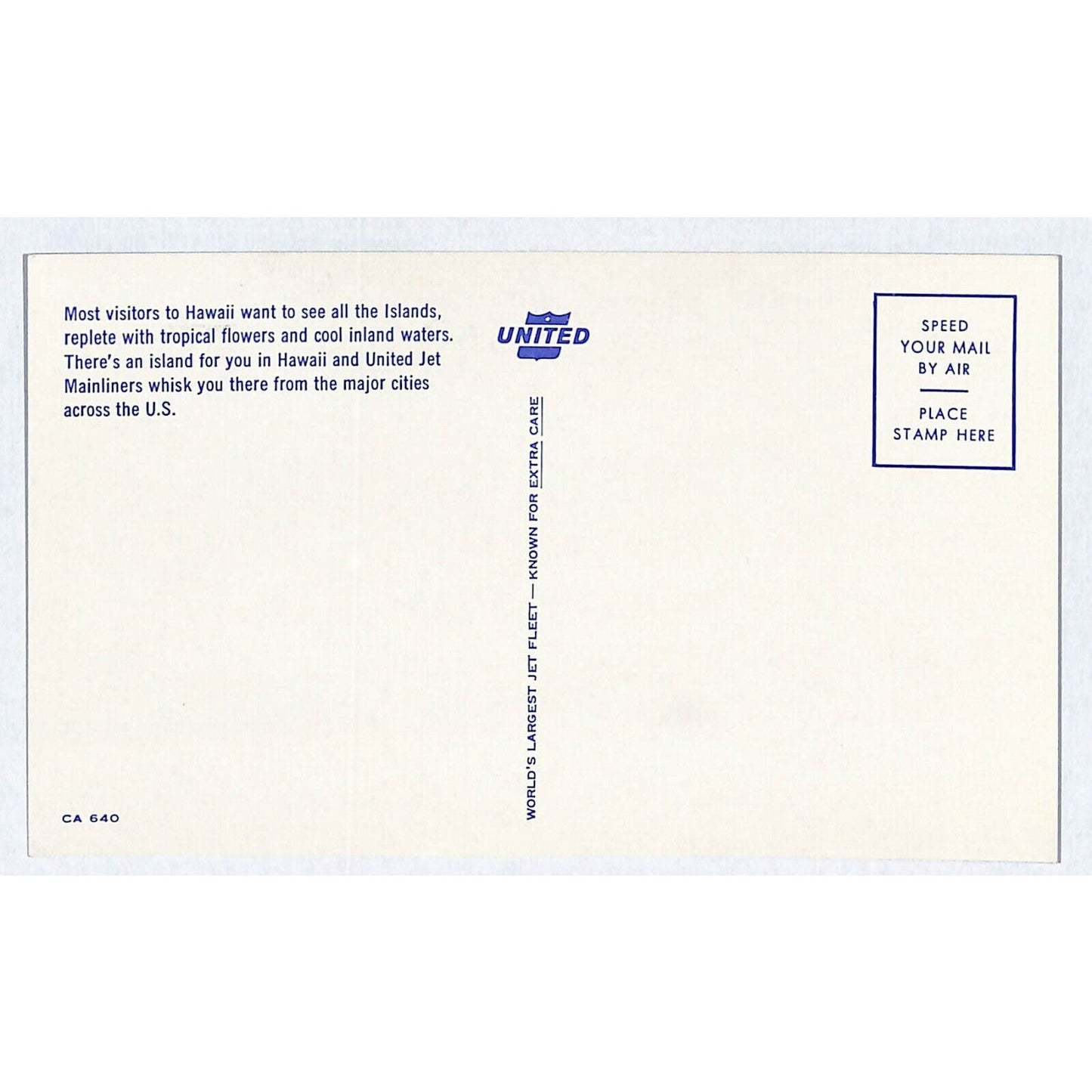 United Airlines / Hawaii / Jet Mainliners Postcard c1960's UP VGC (#2)