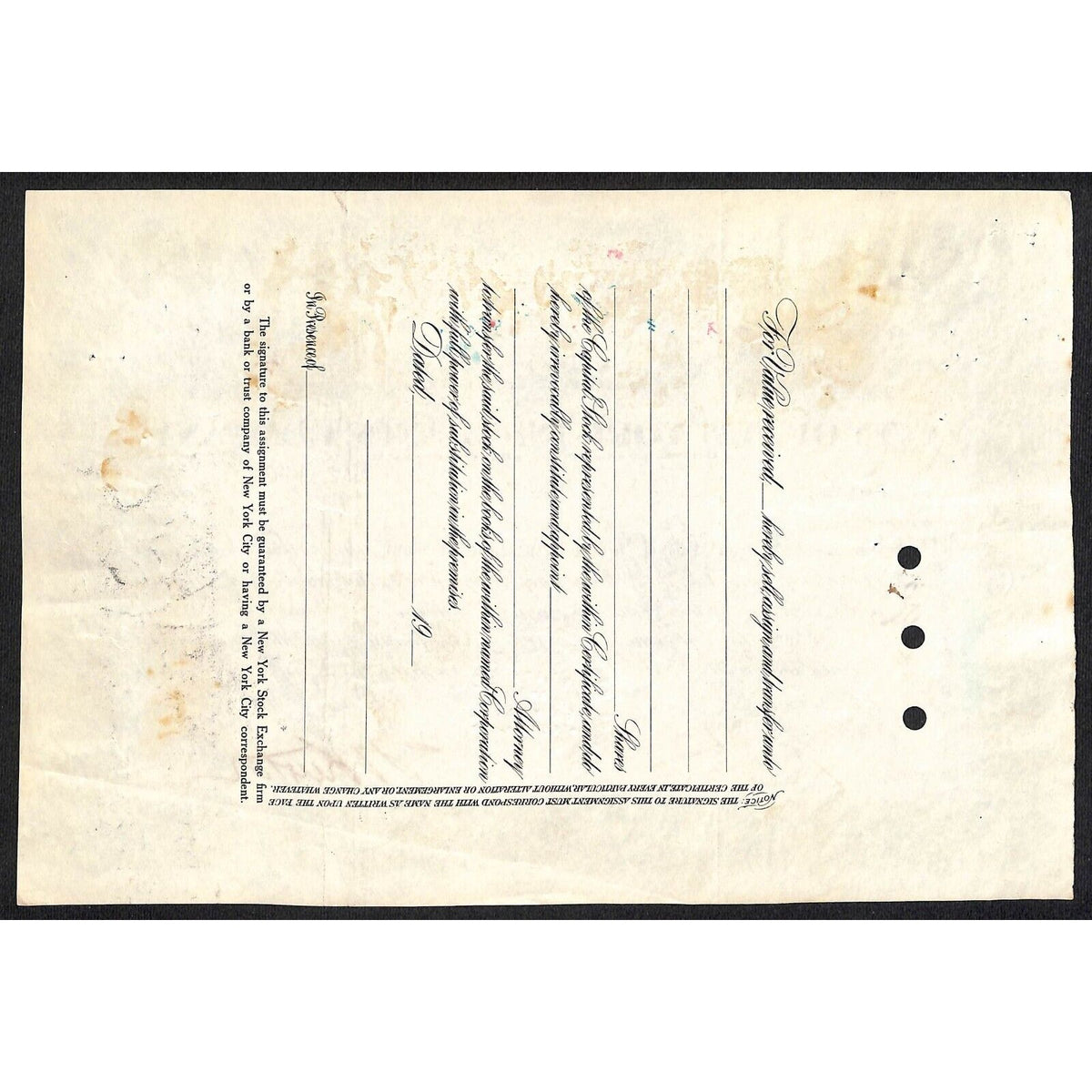 City of New York Insurance Co. NY 1929 Stock Certificate Arthur Tarshis