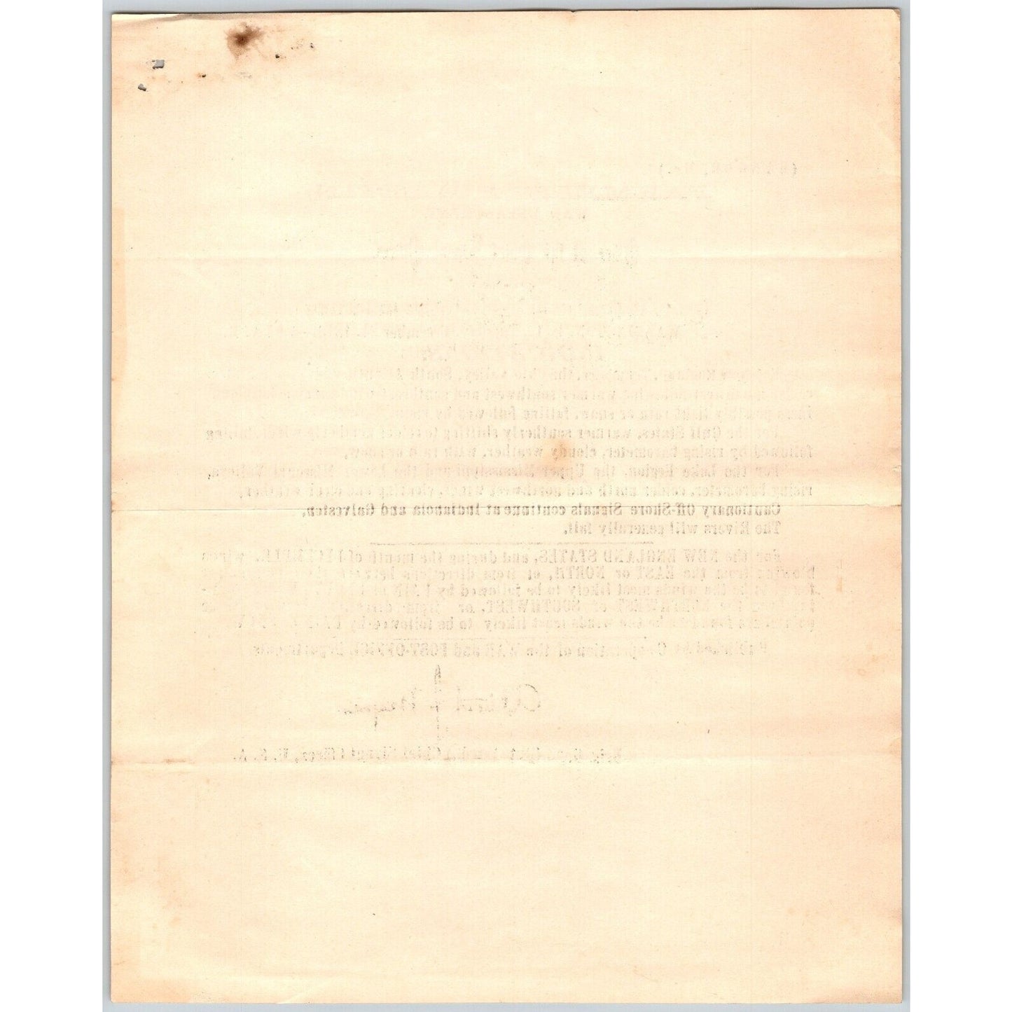 Bangor, ME Chief Signal Office, War Department Farmers' Bulletin - Dec. 24, 1878
