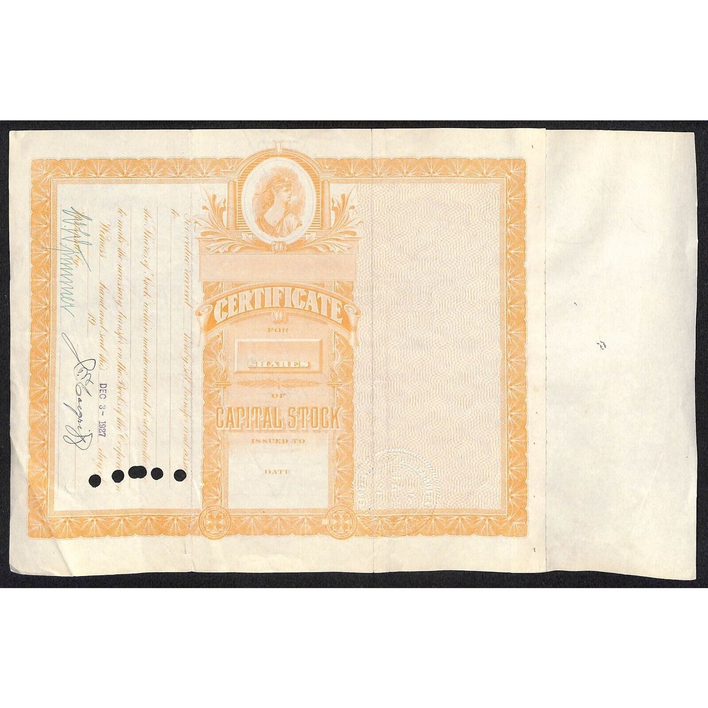 First National Bank of Lovelock, NV 1913 Stock Certificate to J.E. Cosgriff * 82