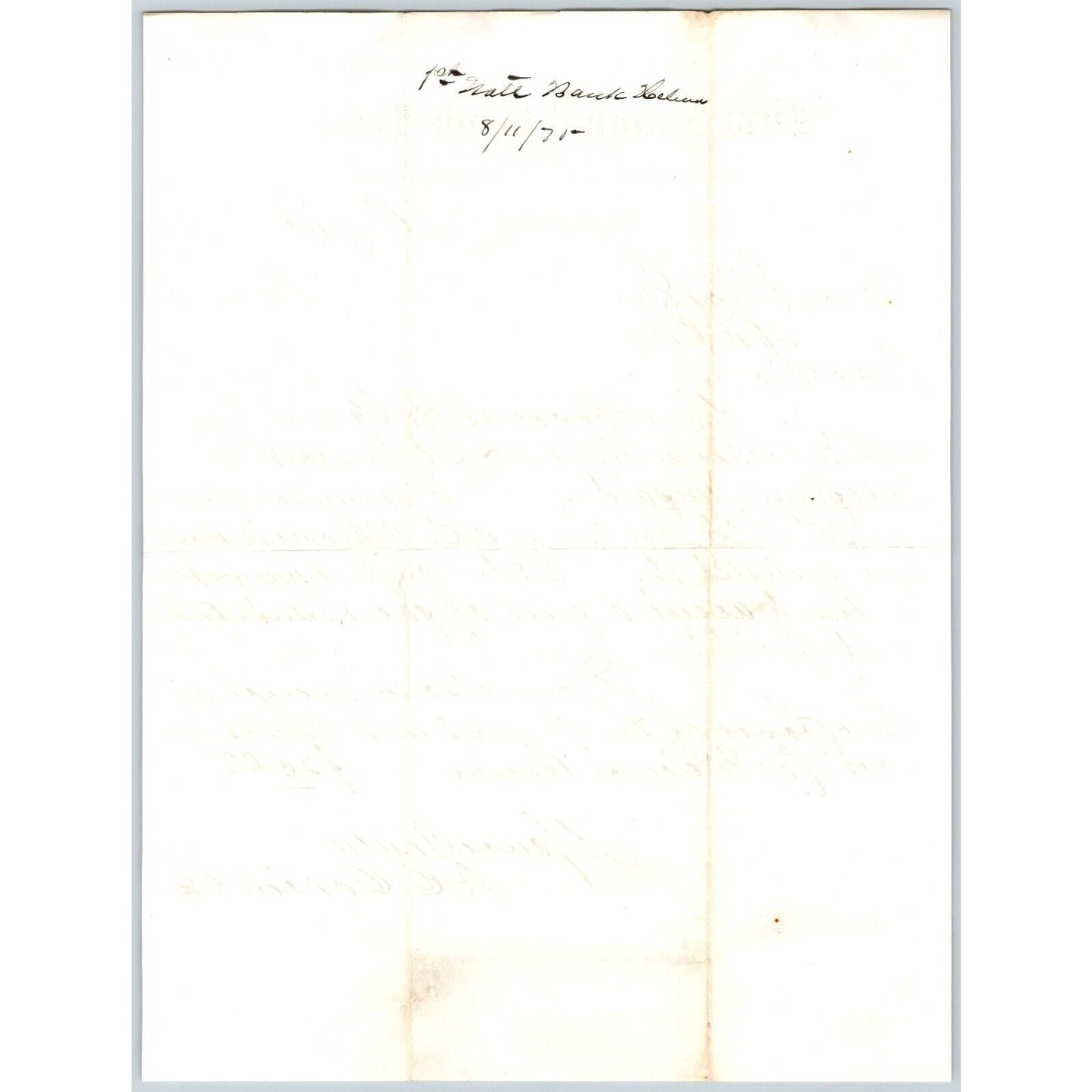 First National Bank of Helena, MT 1875 ALS Letterhead to Henry Elling*