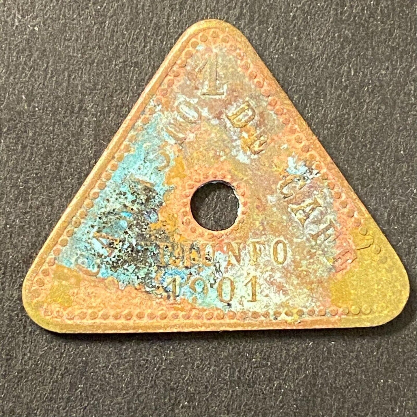 Triunfo Mexican Coffee Plantation Token 1901 Canasto Cafe "1" 26mm (#12)