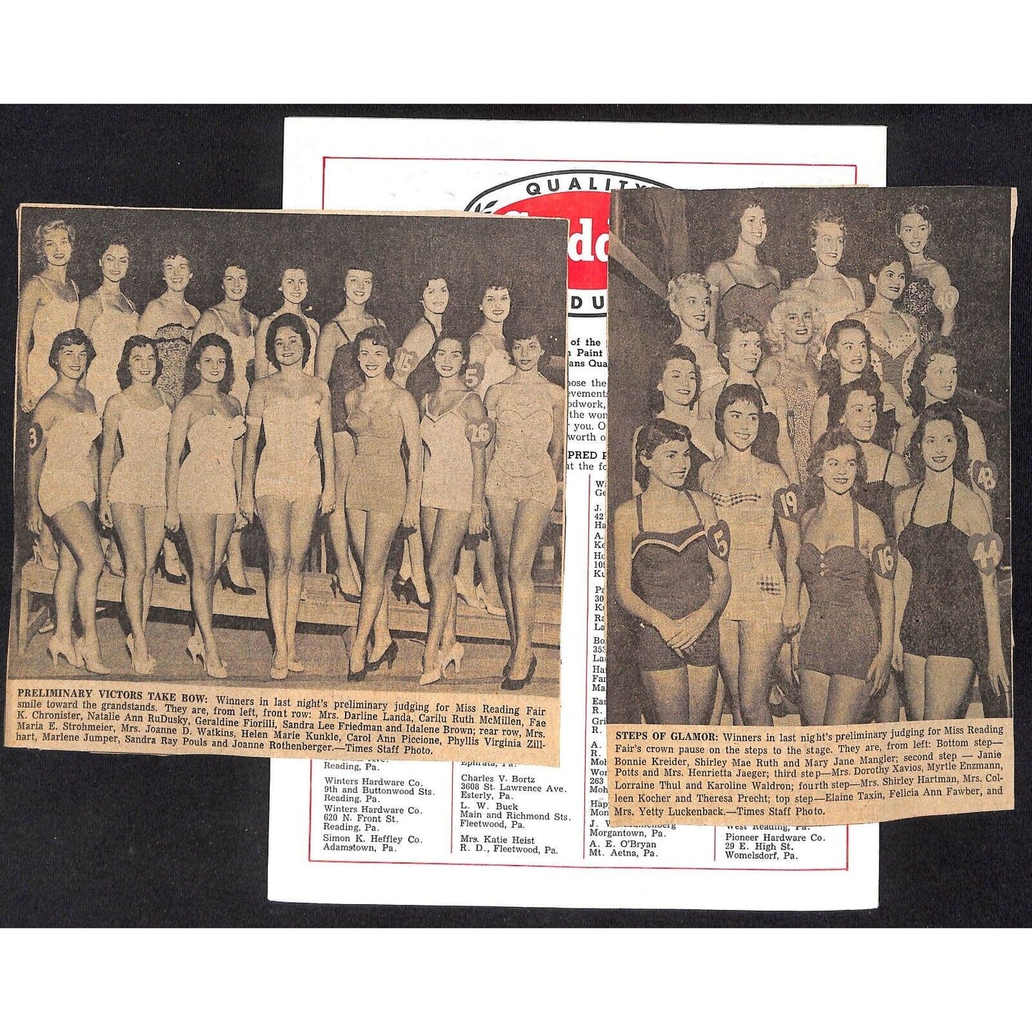 Reading Fair 1955 Program "Miss Reading Fair" Girls & Sunday Racing 16pp* VGC