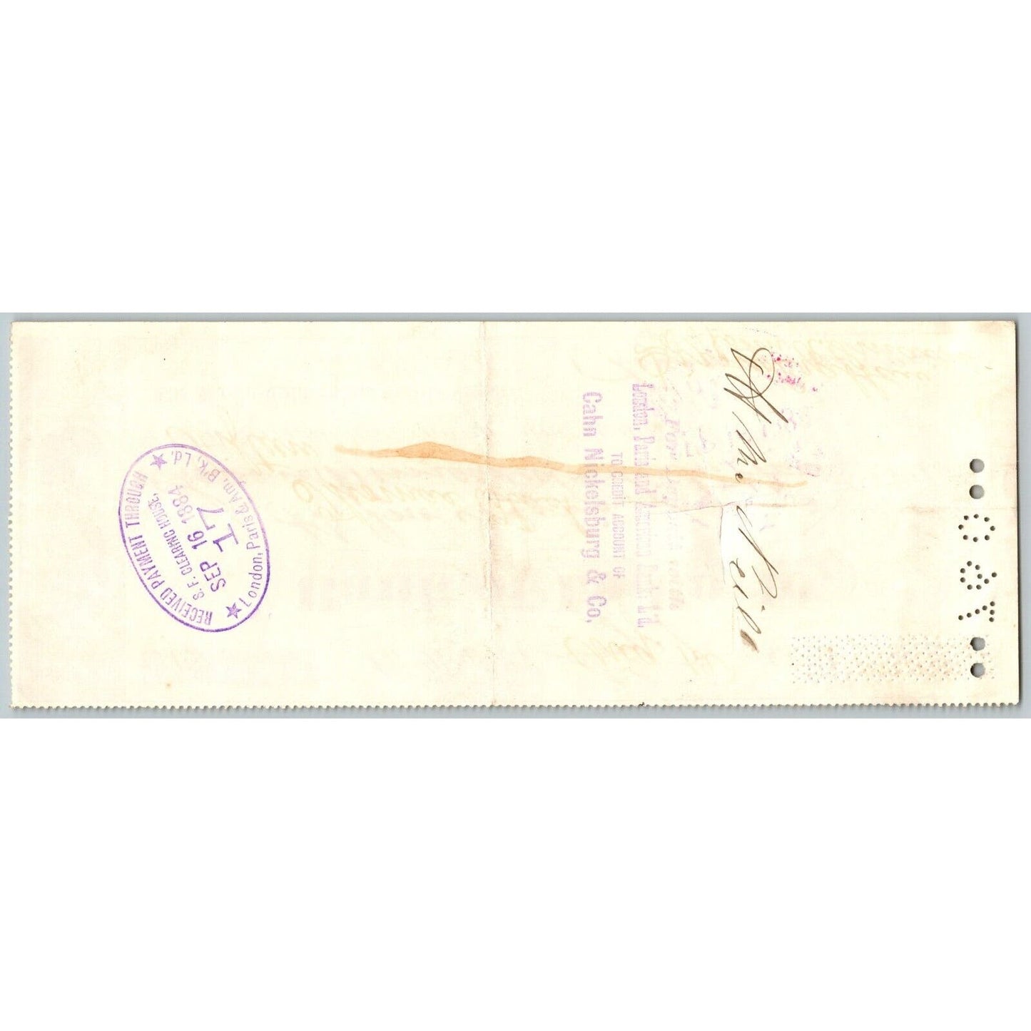 Bank of La Porte Check H. McNeil 1884 Mining Vignette #12744