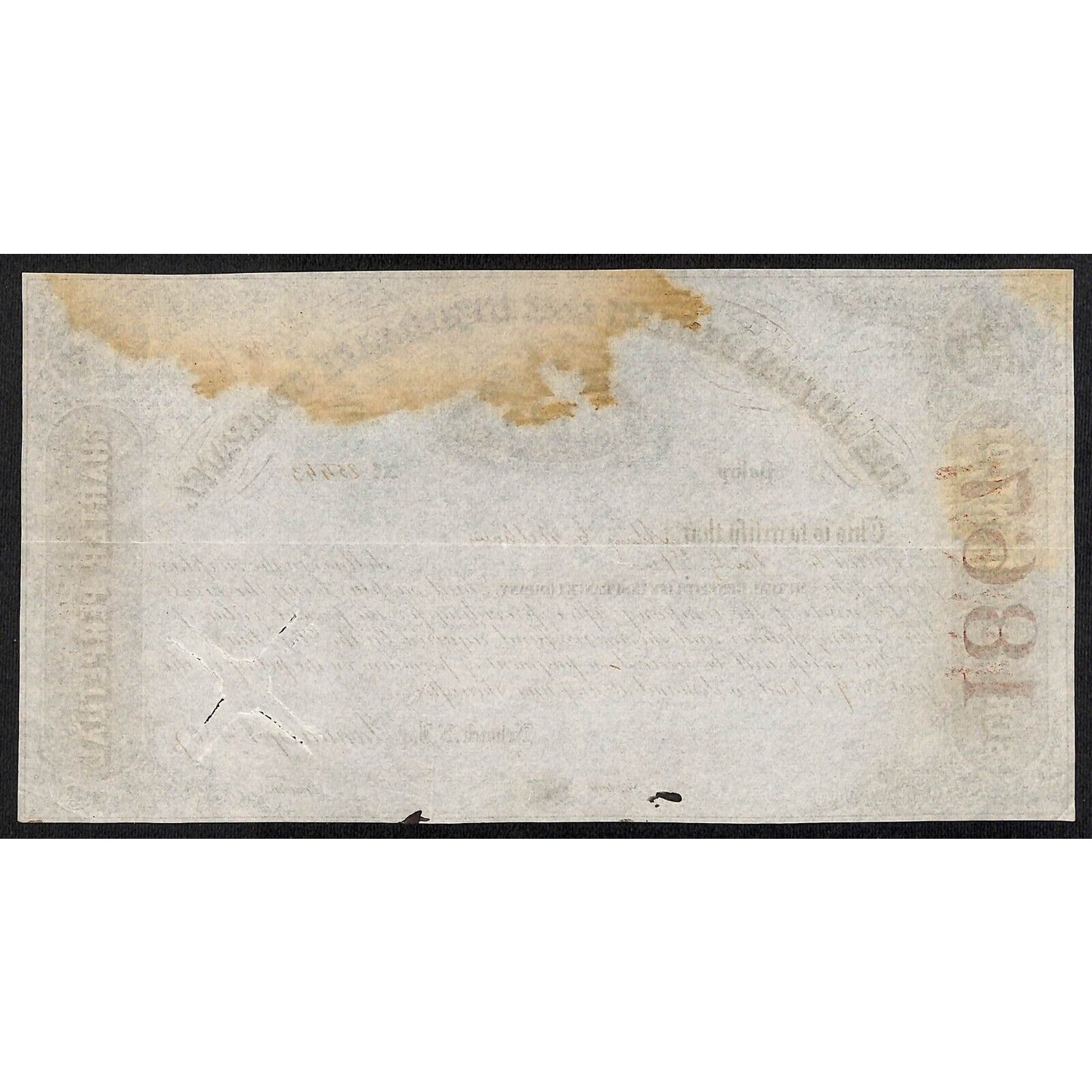 Mutual Benefit Life Insurance Co. Newark, NJ 1867 Stock Certificate VGC