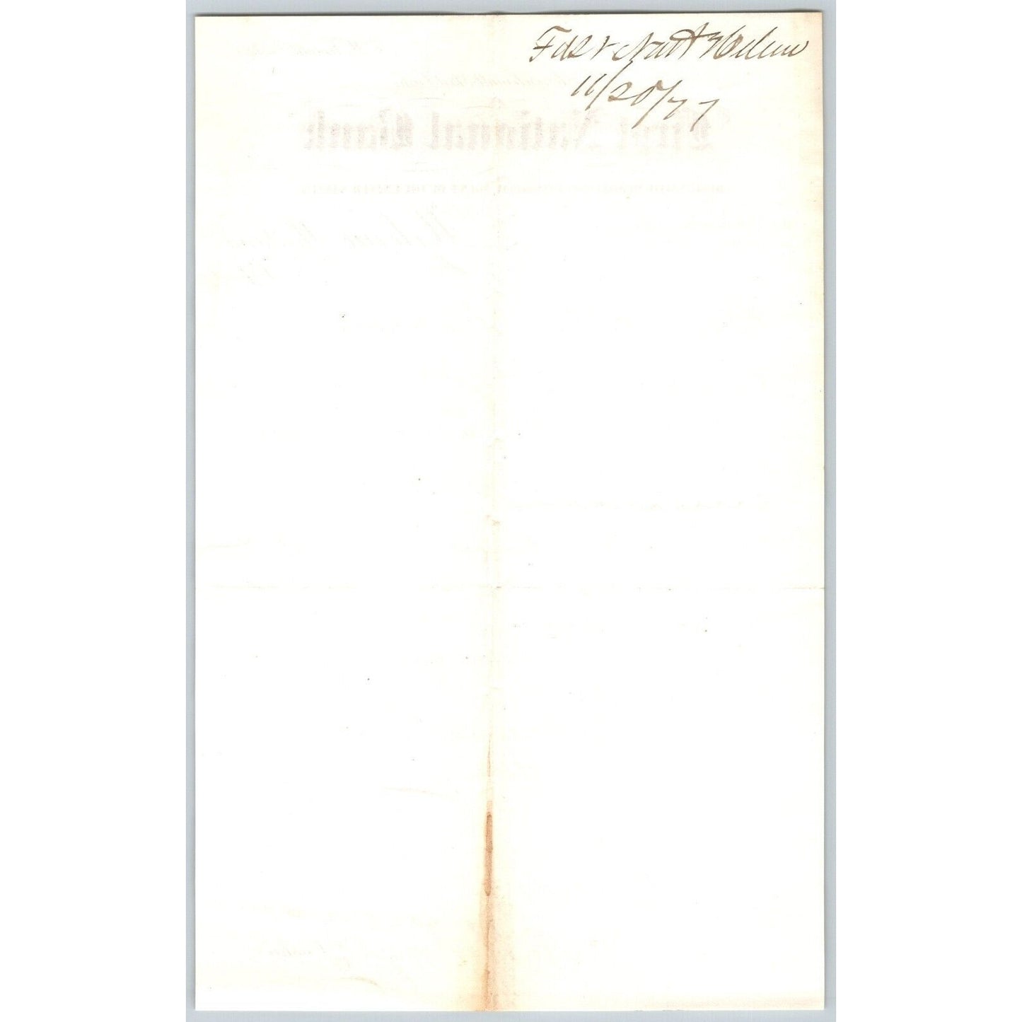 First National Bank Helena, MT 11/17 1877 Payment Advice Henry Elling*