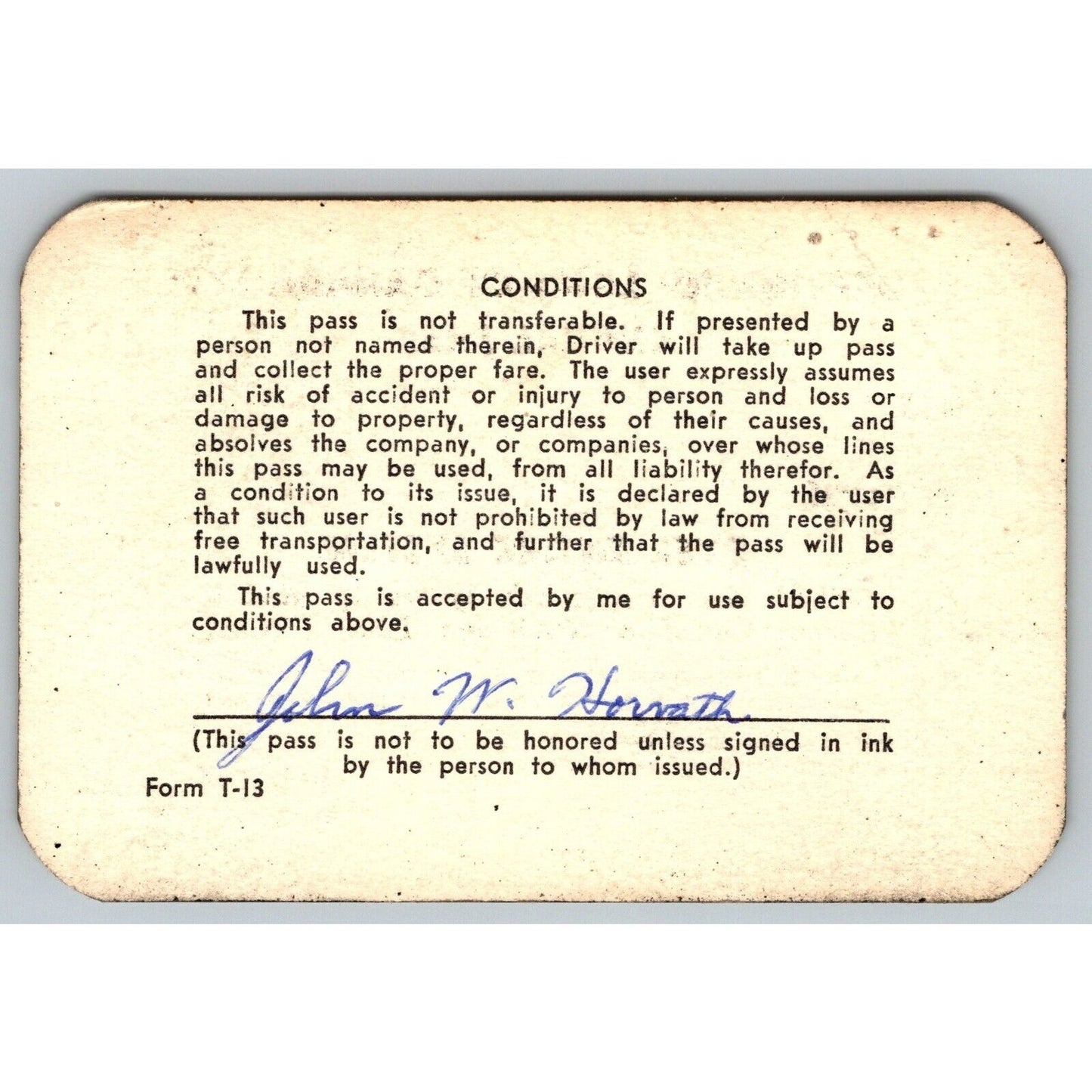 Greyhound Lines of Canada 1966 Annual / Yearly Bus Pass #466