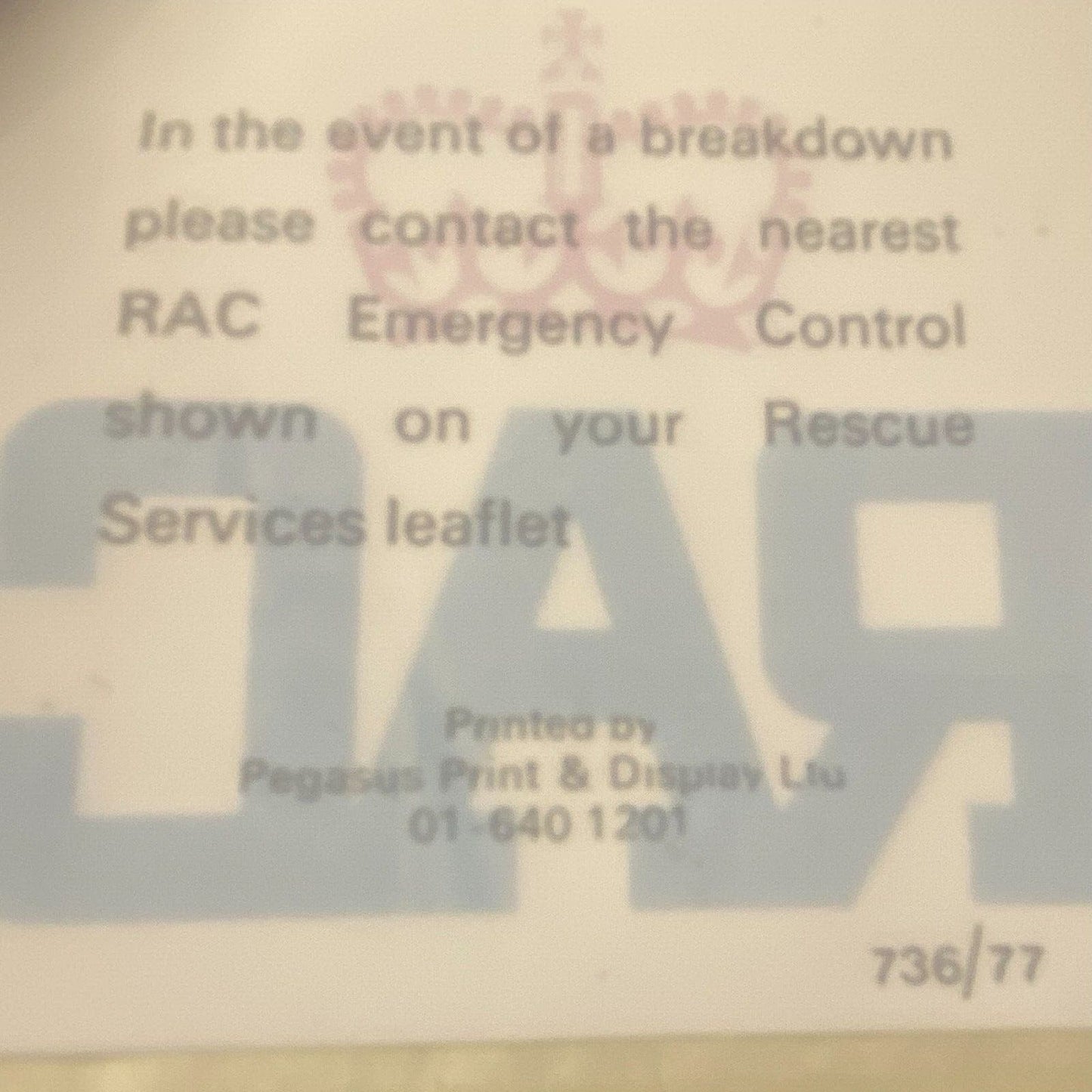 RAC Regional Advisory Council Emergency Control Sticker - 2 1/2" x 3 1/4"