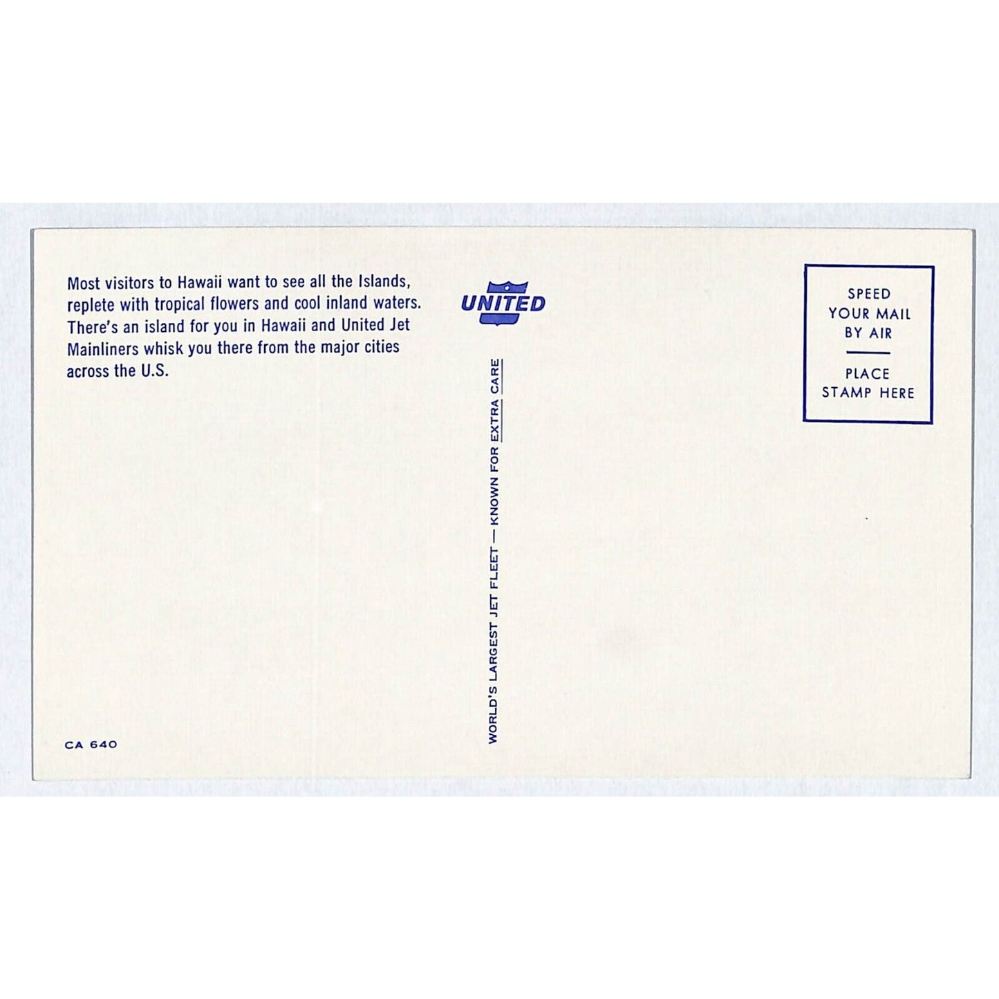 United Airlines / Hawaii / Jet Mainliners Postcard c1960's UP VGC (#1)
